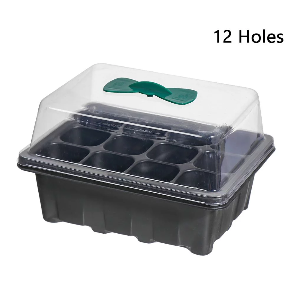 2PCS Greenhouse Plastic Lids Sprout Plate Office Nursery Pots Germination Box Grow Base Planting Tray 12 HOLES