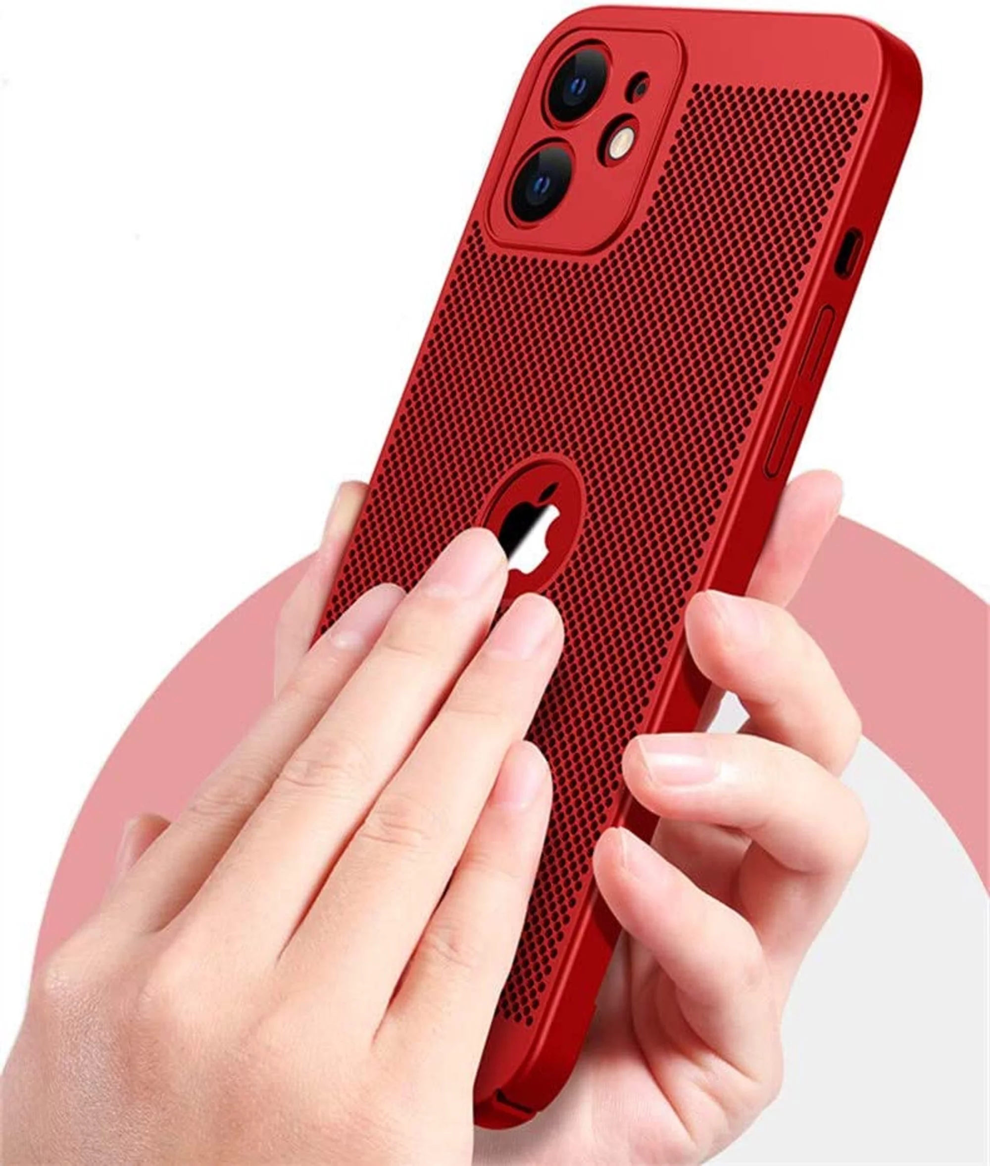 Heat Dissipation iPhone 11 Case (Red) Breathable Cooling Hollow Cellular Hole Full Camera Lens Protection Ultra Slim Cover