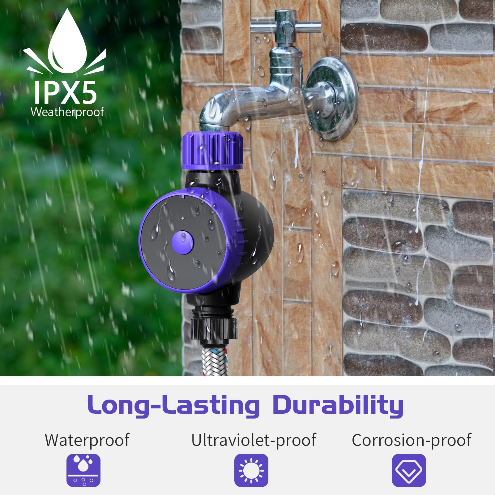 Bluetooth Sprinkler Timer, WiFi Smart Irrigation Water Timer, Wireless Remote APP & Voice Control, Rain Delay/ Manual/ Automatic Watering System(Notice: Cannot ship out the goods at weekends.)