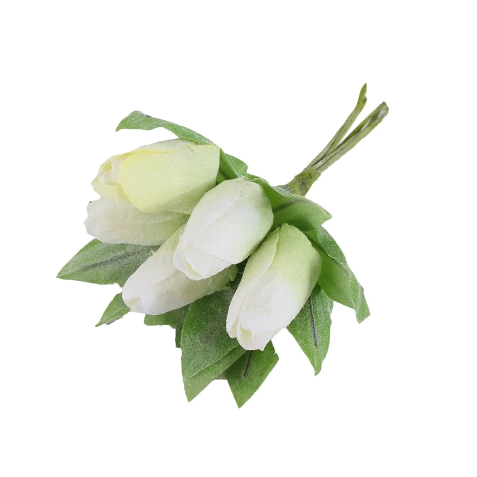 Frost Sensation Flower Bouquet Green Leafy Small Pot Flower Arrangement Home Decoration White Green Artificial Flowers for Cemetery