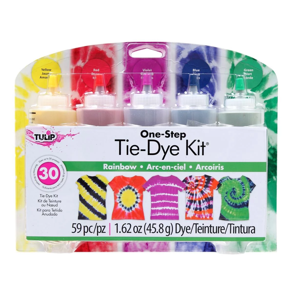 Tulip® One-Step 5-Color Rainbow Tie-Dye Kit®, Birthday, Basic Supplies, 1 Piece
