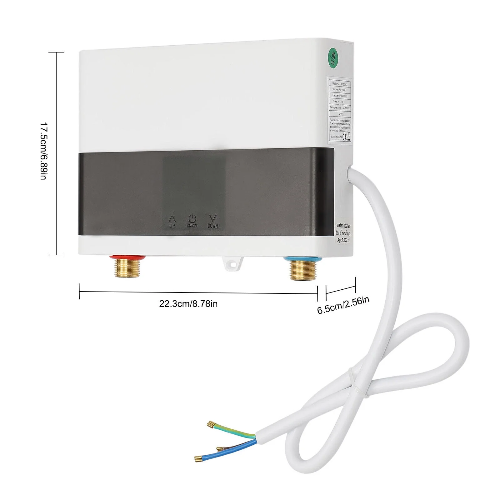 Electric Tankless Water Heater 110V Constant Temperature Instant Hot Water Heater 4000W Silver/White