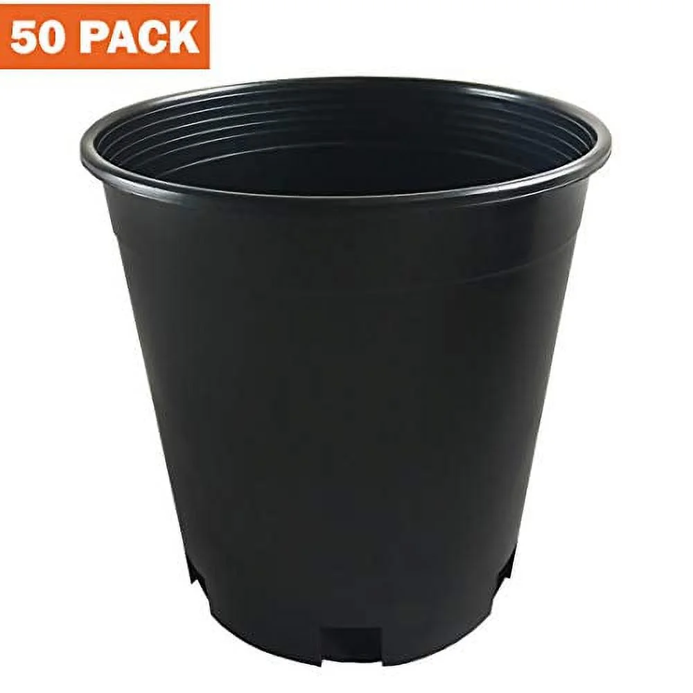 50-Pack 1 Gallon Premium Black Plastic Nursery Plant Container Garden Planter Pots (1 Gallon)