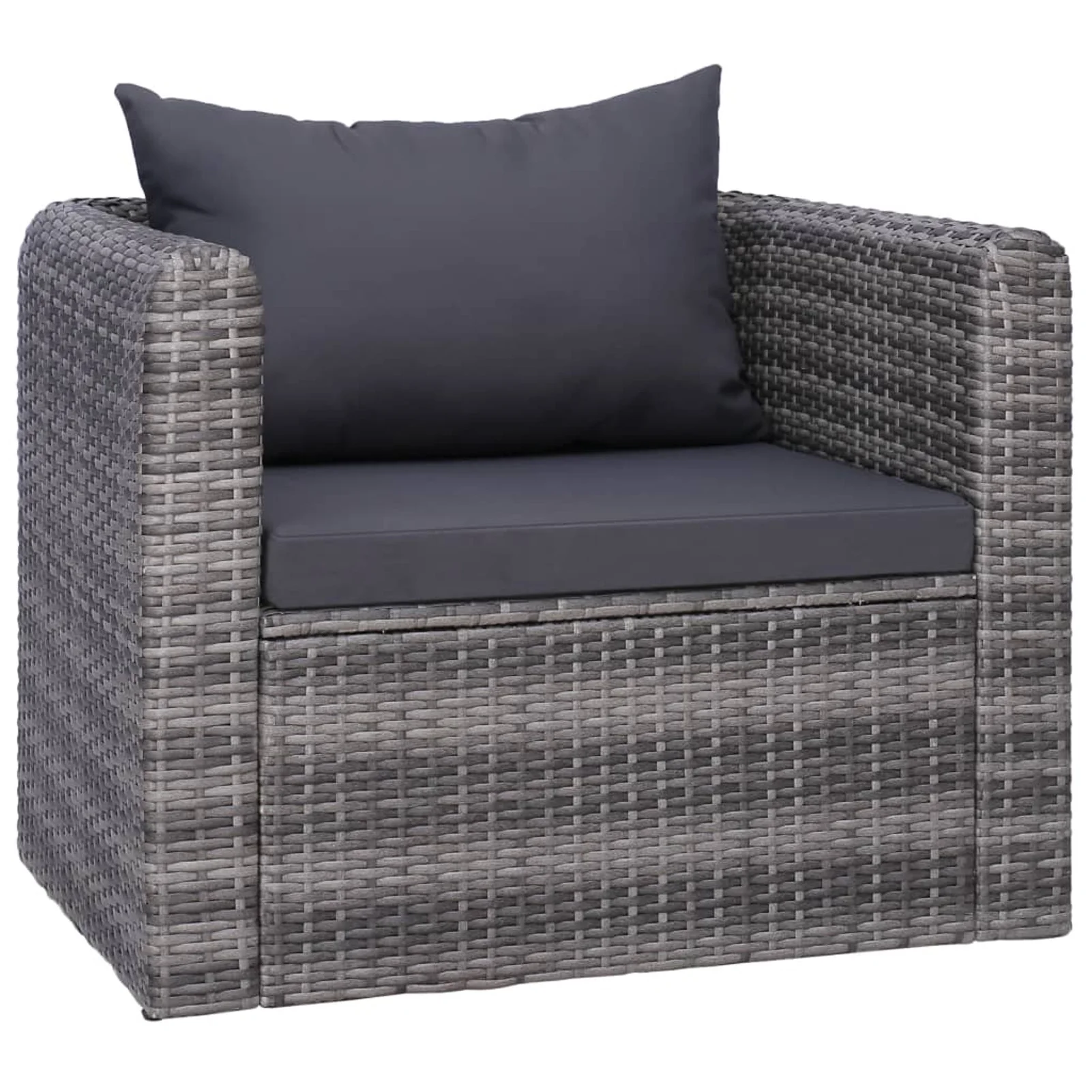 moobody Outdoor Single Sofa with Cushions Gray Poly Rattan Patio Sofa Chair for Garden, Poolside, Backyard, Balcony, Lawn Furniture 31.5 x 28.3 x 24.8 Inches (W x D x H)
