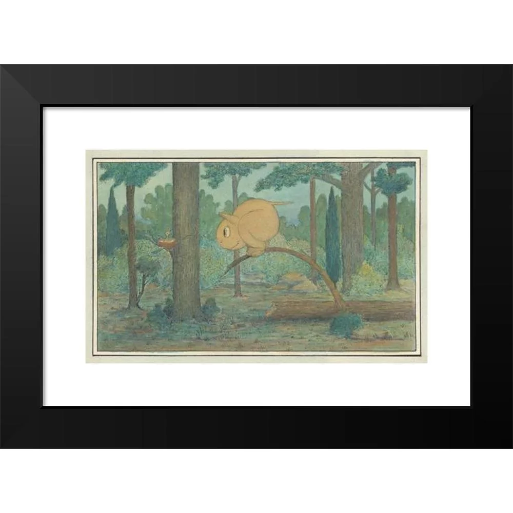 Herbert Crowley 14x11 Black Modern Framed Museum Art Print Titled - A ‘Wiggle Much’ Creature Looking at a Bird's Nest (circa 1910)