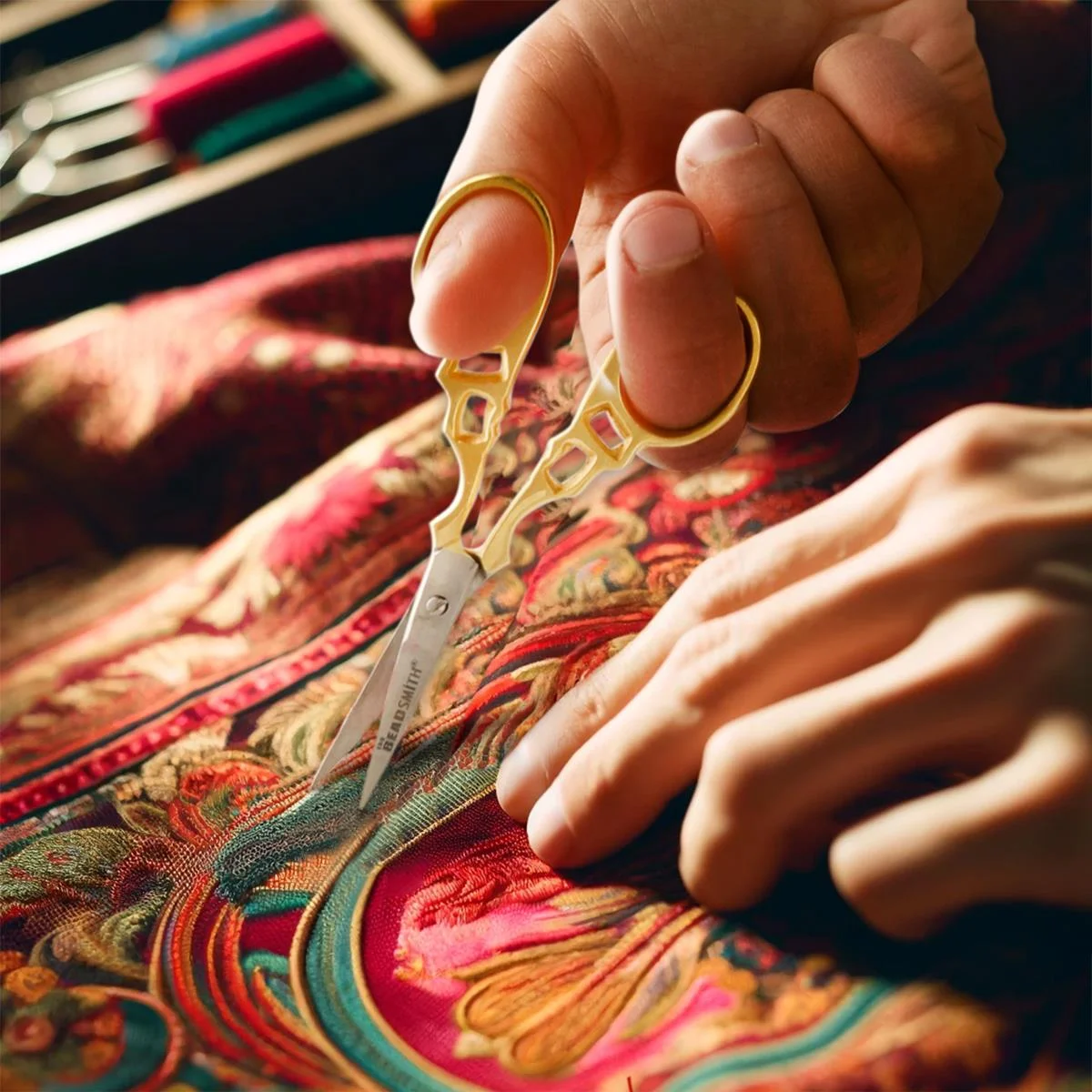 The Beadsmith Mini Scissors – 3.5 Inches Long – Compact Size – Precision Tips for Tight Spaces – Use for Threads, Textiles, Yarn, Cards, Art, Crafting, Needlework, Embroidery & Sewing