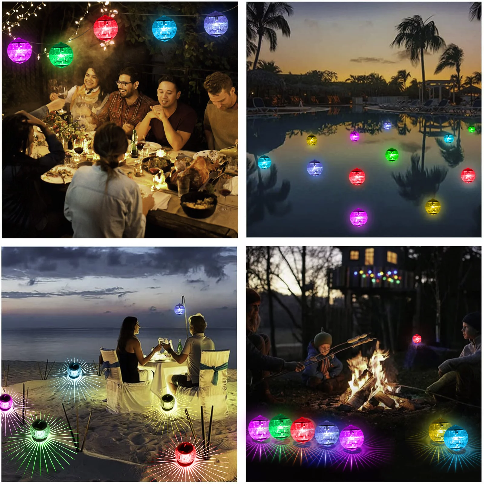 TSV Solar Floating Light for Swimming Pool Pond Aquarium, Color Changing Waterproof LED Pond Light, Solar Globe Night Light Lamp Garden Party Home Decor