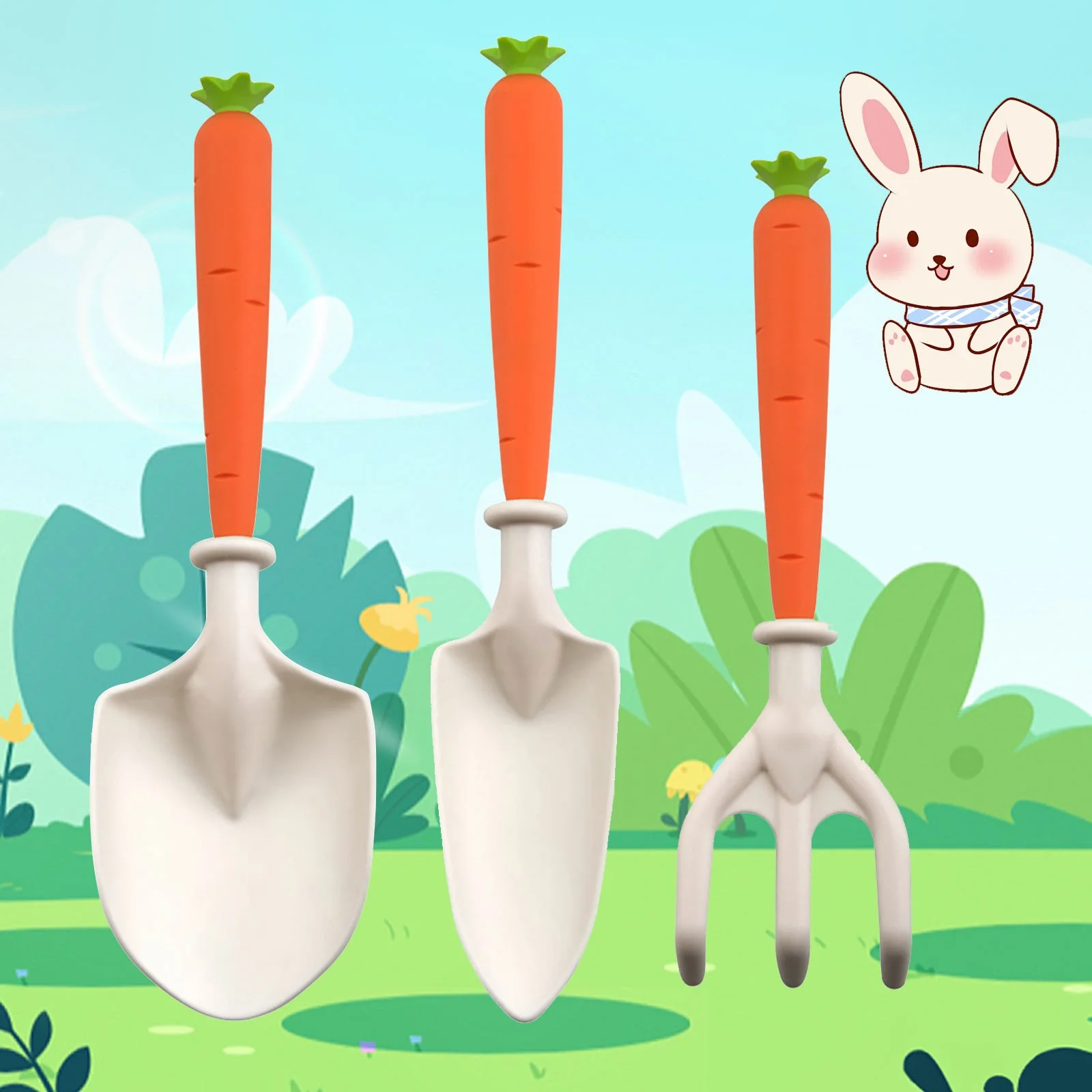 XUYAN Children's Garden Tool Set Carrot Digging Shovel Graduated Tip Shovel Rake Flower Three Set Travel Toys for Boys Baby Girls Age 3 4 5 6 7 8+