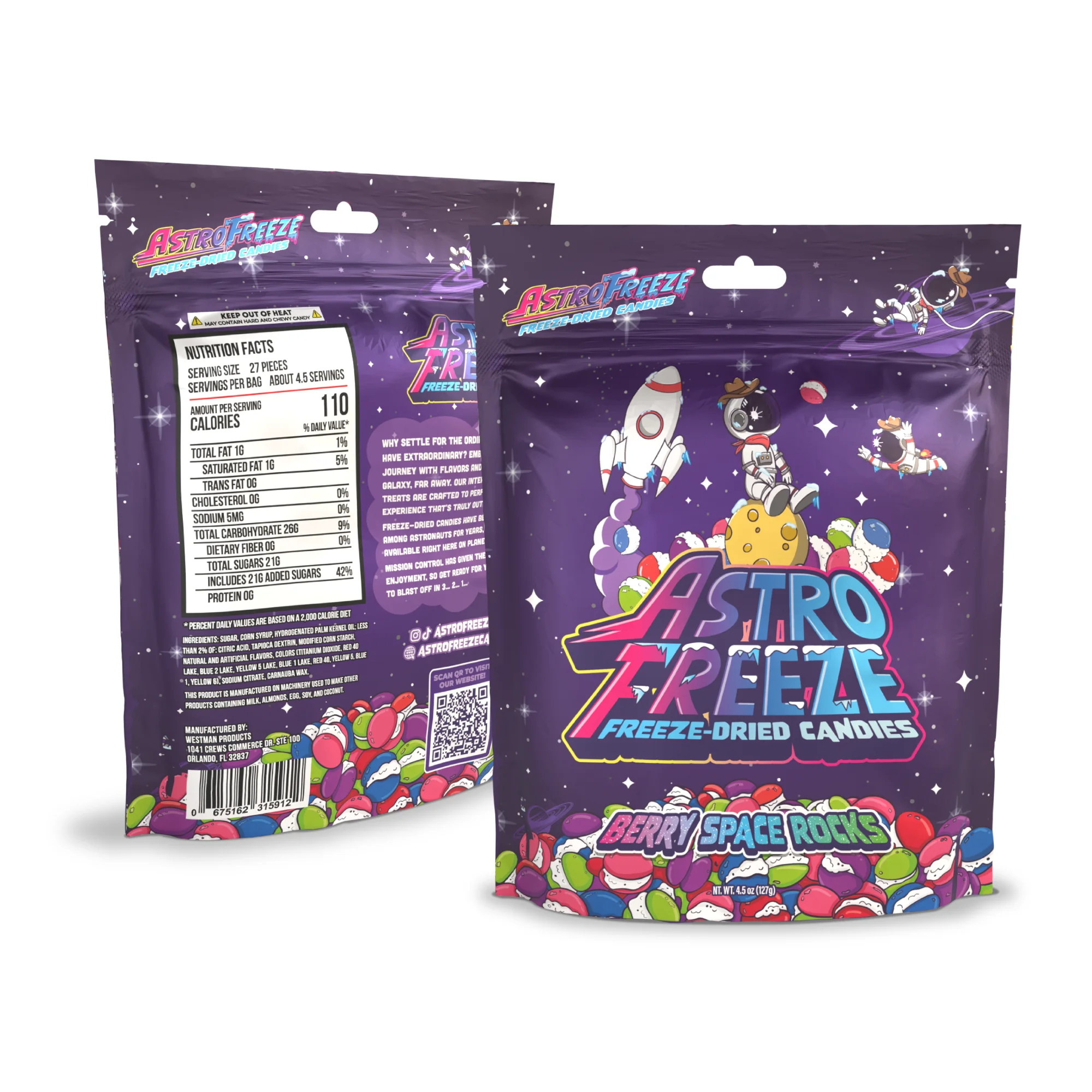 Premium Freeze Dried Berry Skittles - [3-pack] 13.5oz Berry Space Rocks Freeze Dried Candy - Flavors = Melon Berry, Wild Cherry, Berry Punch, Raspberry, & Strawberry