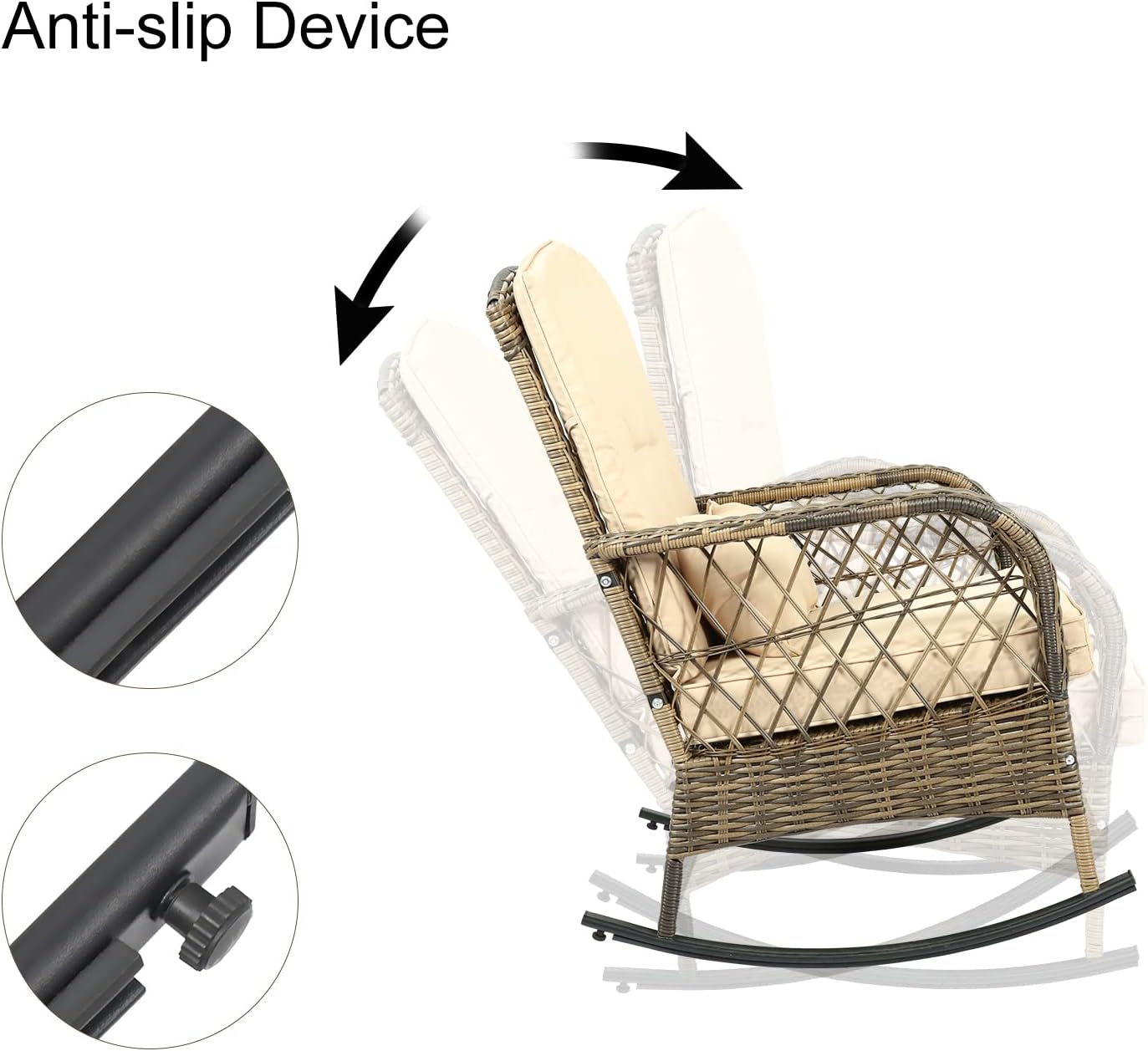 Dina 6-Piece Patio Furniture Set Outdoor Rocking Chairs Set of 2  Patio Conversation Set with 4 Wicker Chairs with 2 Glass Coffee Tables and Cushions for Backyard  Bistro (Orange)