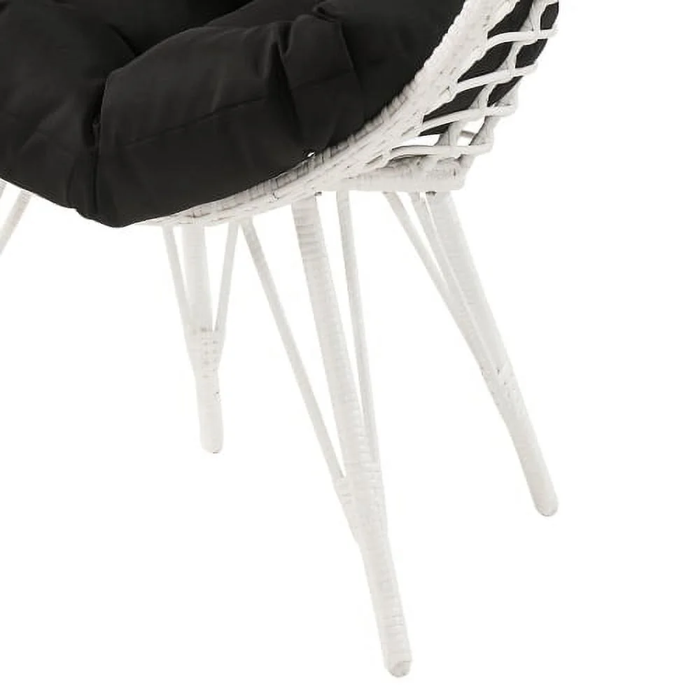 Buumin Black and White Patio Chair with Removable Cushion