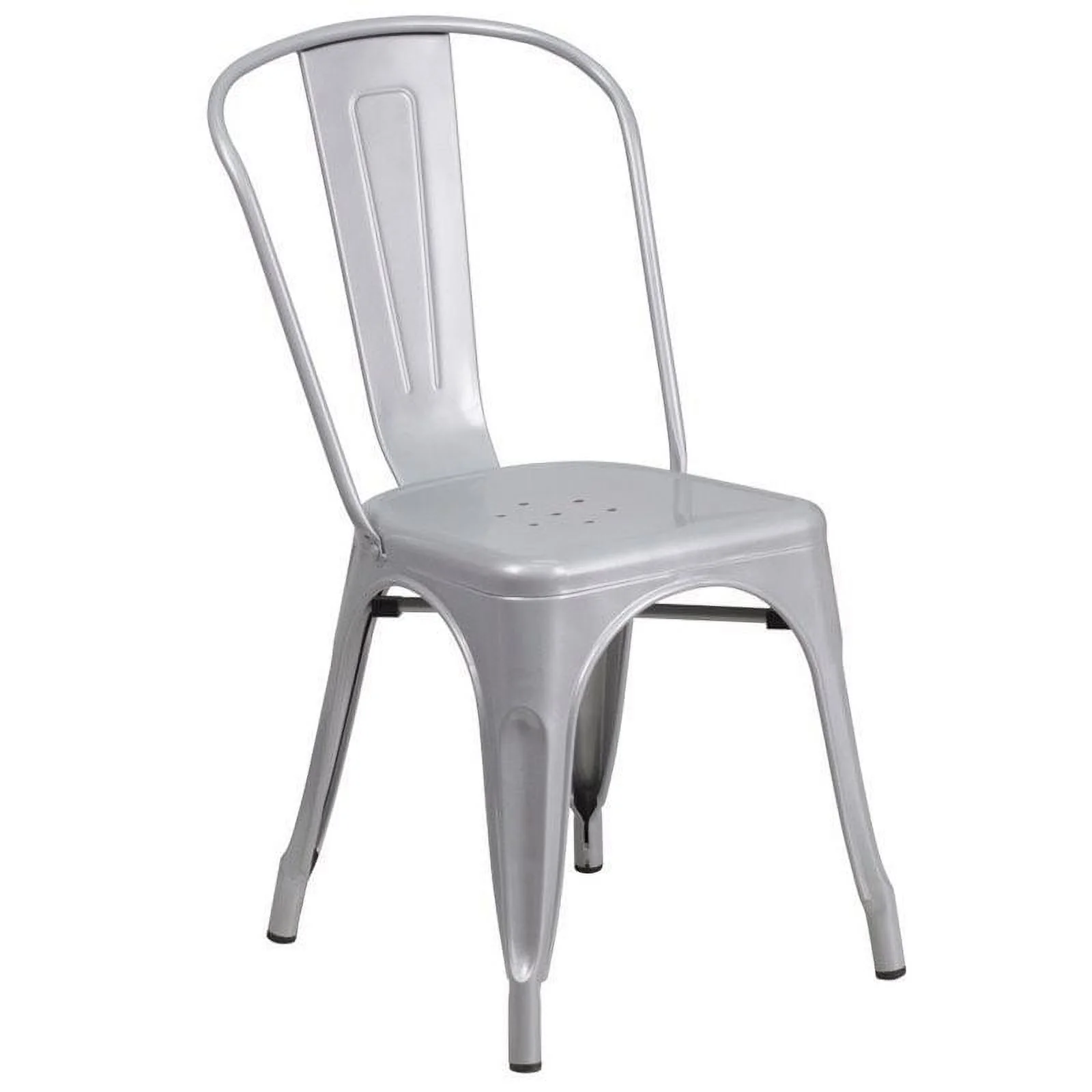 Kingfisher Lane Metal Stackable Dining Chair in Silver
