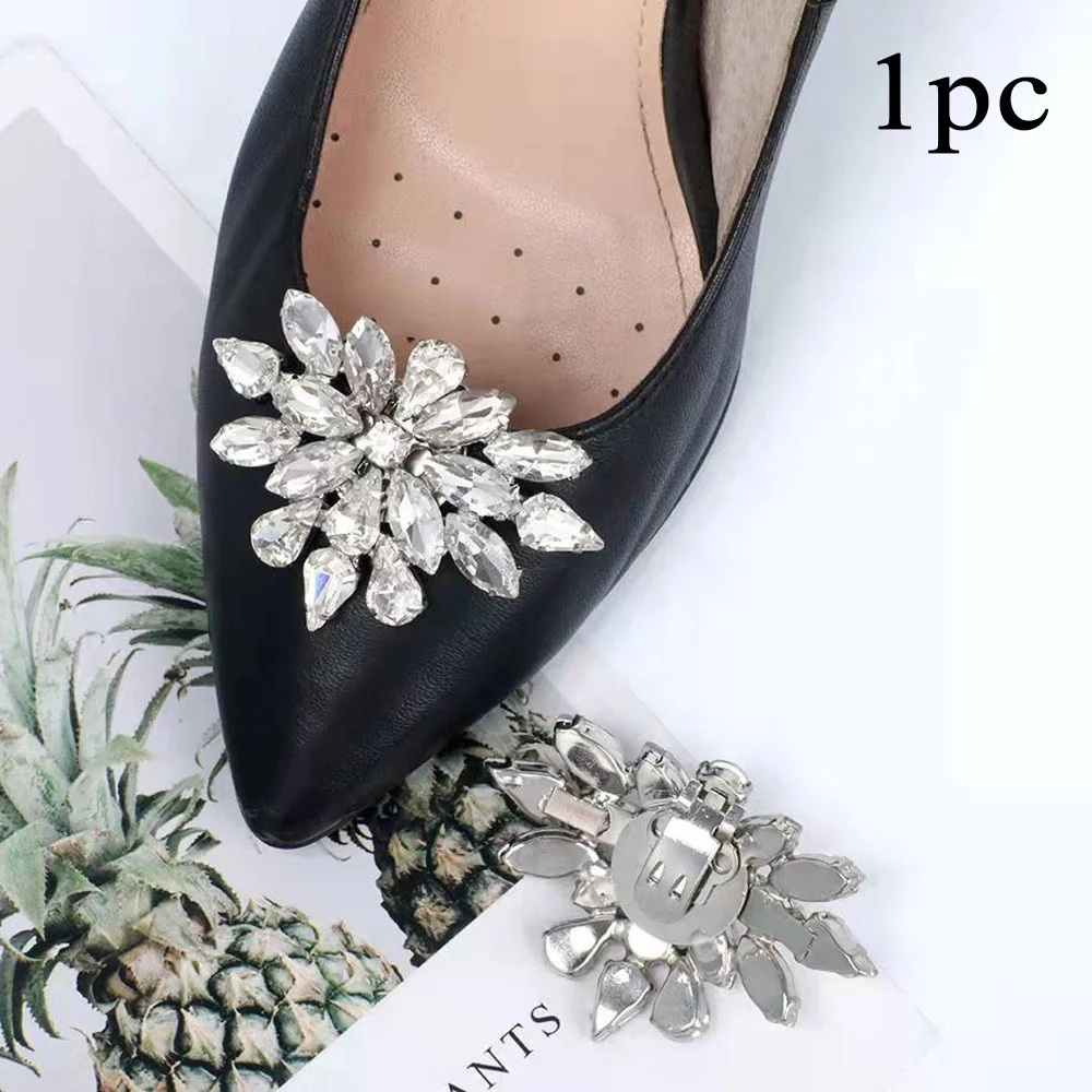 DIY High Heel Accessories Jewelry Rhinestone Shoe Clips Wedding Bridal Shoes Decorations Elegant Detachable Shoes Buckles Silver
