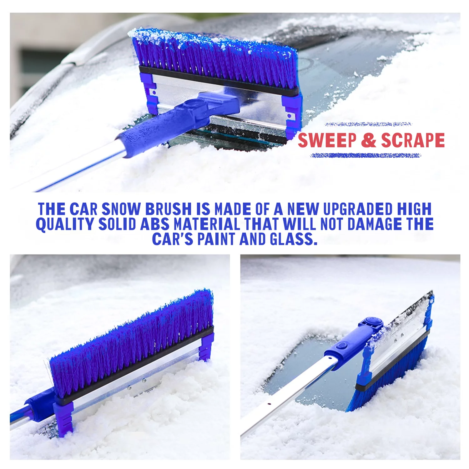 &nbsp;Ashley Car Glass Snow Remover Retractable Removal Scraping Snow Shovel Frost Winter Ice Scraper Removal Tool,Blue