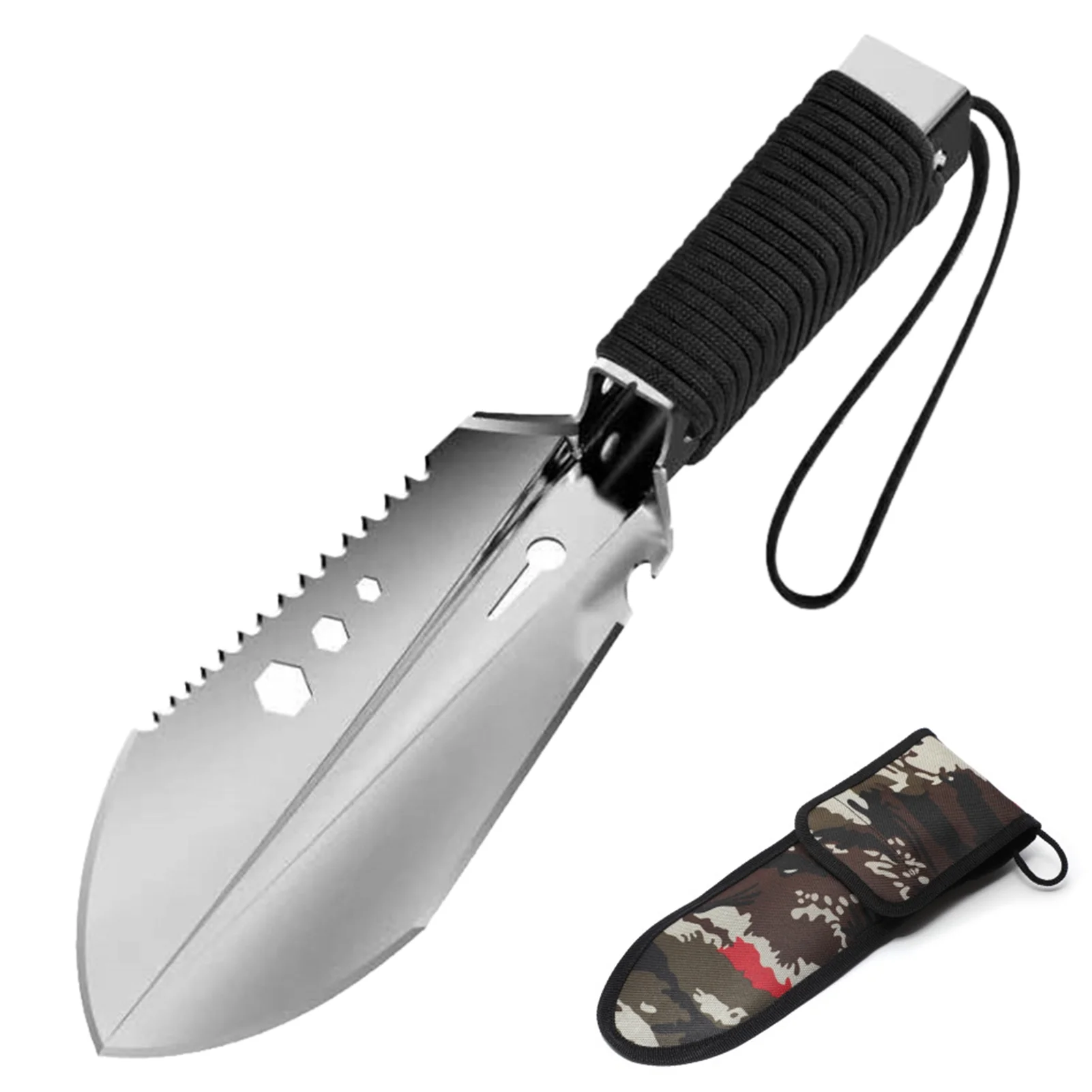 Yabuy 8 in 1 Multi-Tool Camping Shovel Portable Hand Shovel with Storage Pouch for Hiking Backpacking Gardening