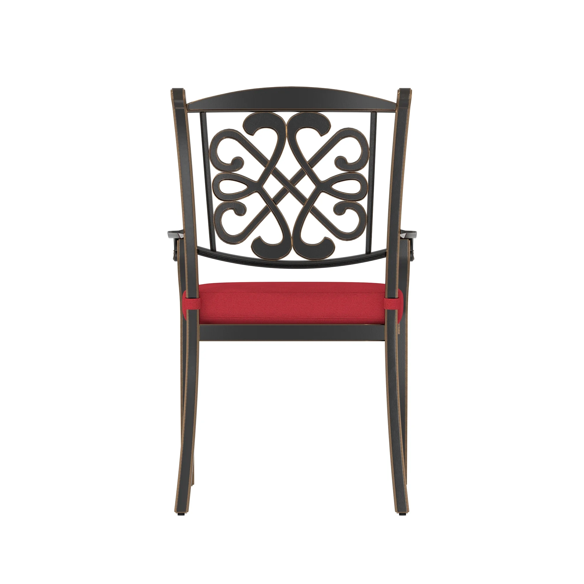 Mondawe 4-Piece Cast Aluminum Diagonal-Mesh Vines Backrest Dining Chairs (Red)