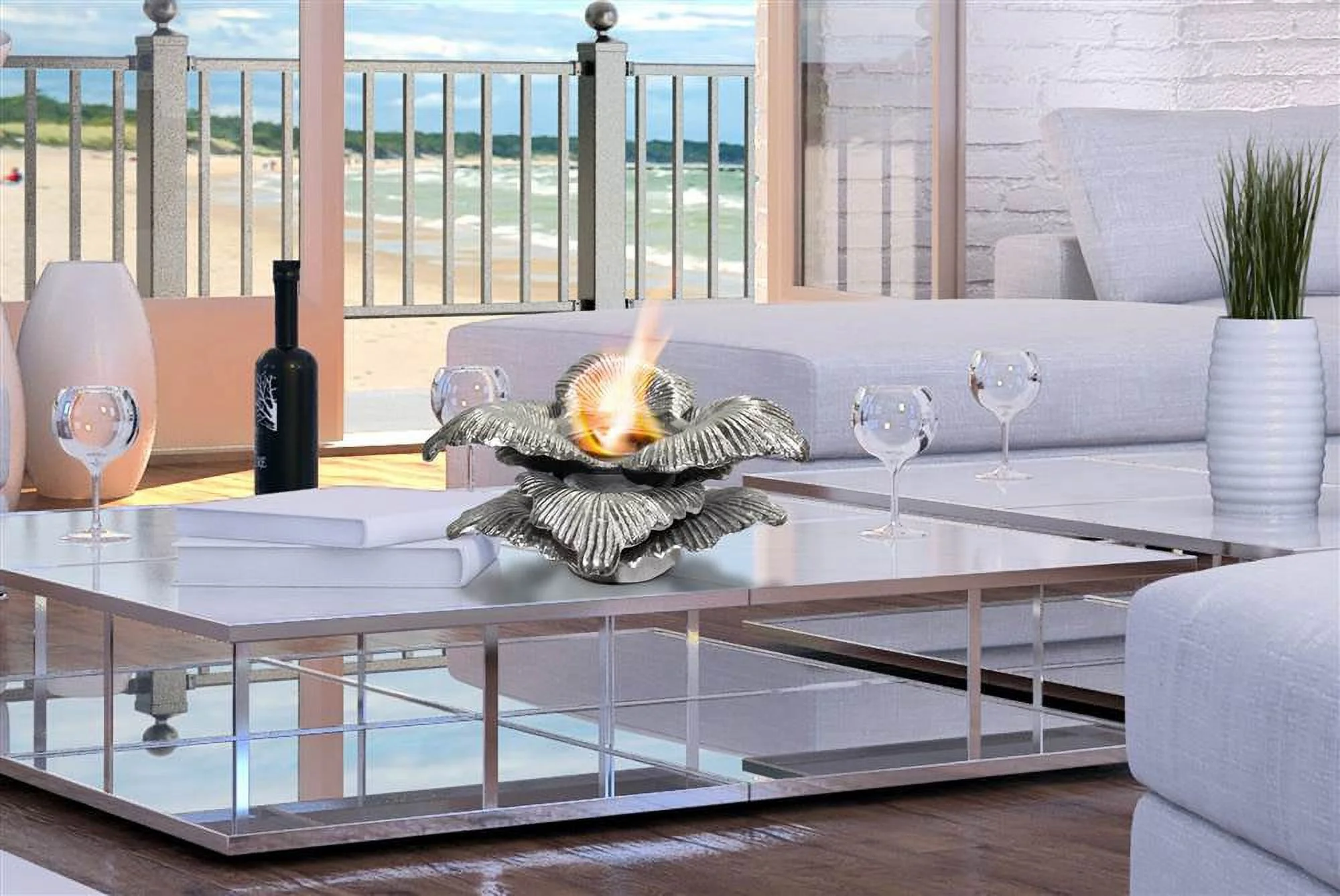 Anywhere Fireplace  Heathcoat Indoor and Outdoor Gel Fuel Fireplace - Gold