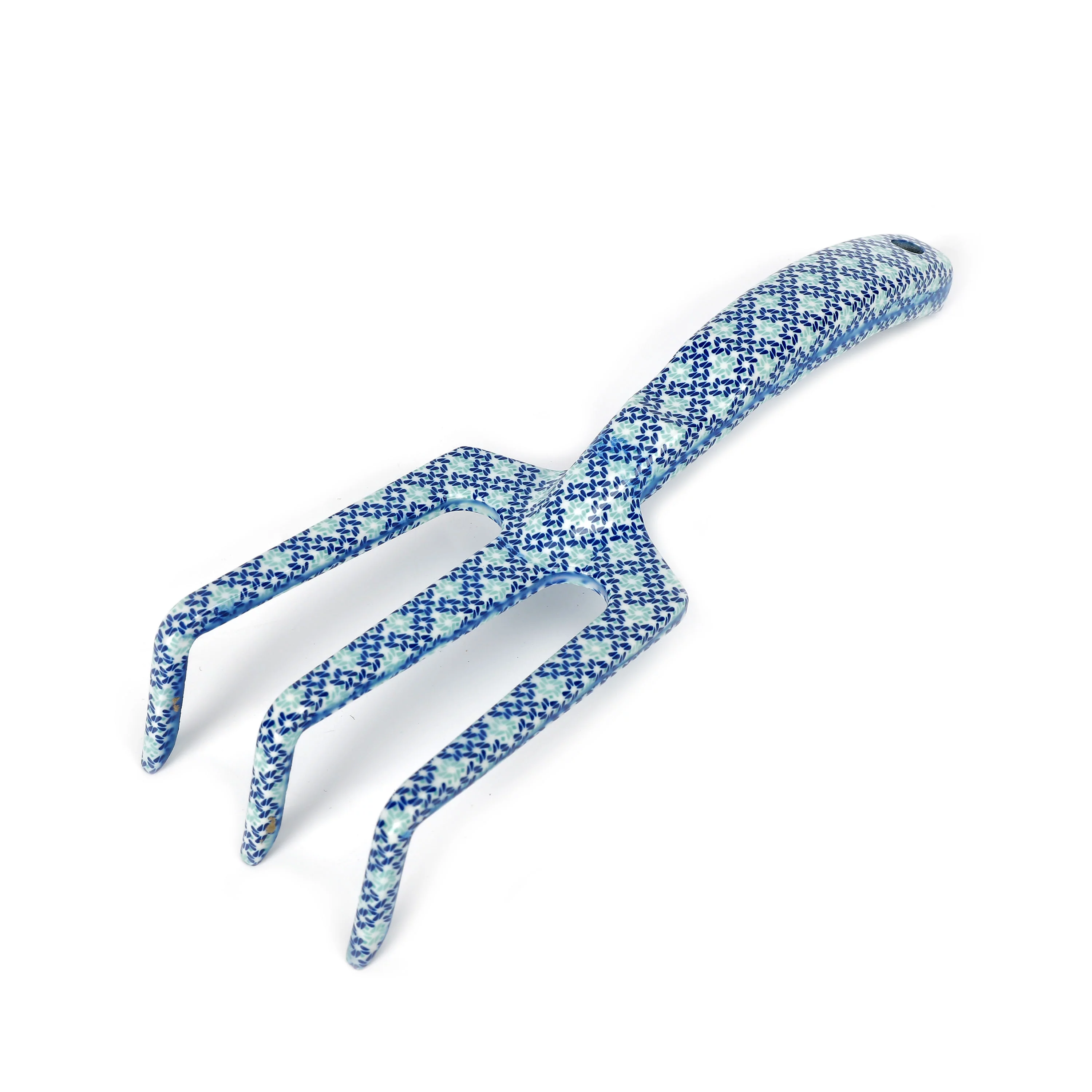 Essentials Blue Floral Gardening Aluminum Tool Set with Trowel, Cultivator, Pruner, and Gloves