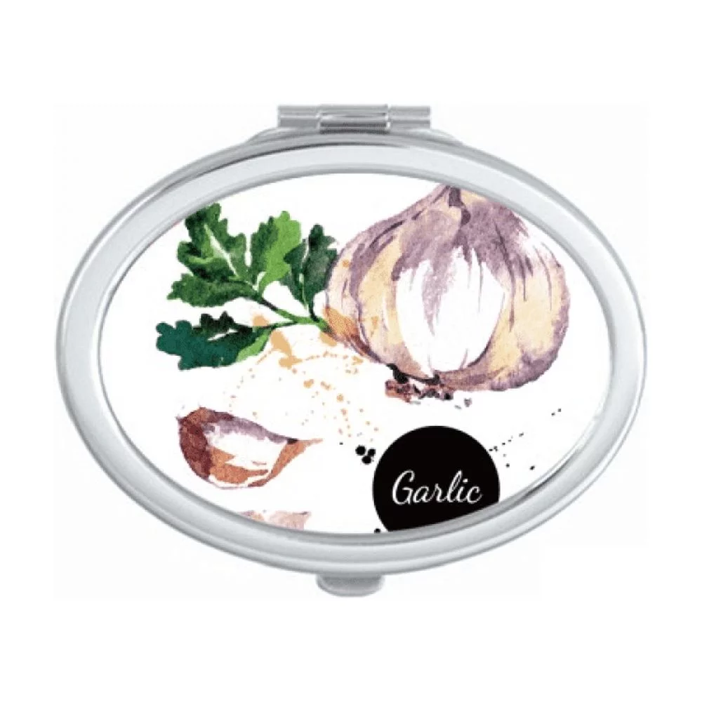 Garlic Vegetable Tasty Healthy Watercolor Mirror Portable Fold Hand Makeup Double Side Glasses