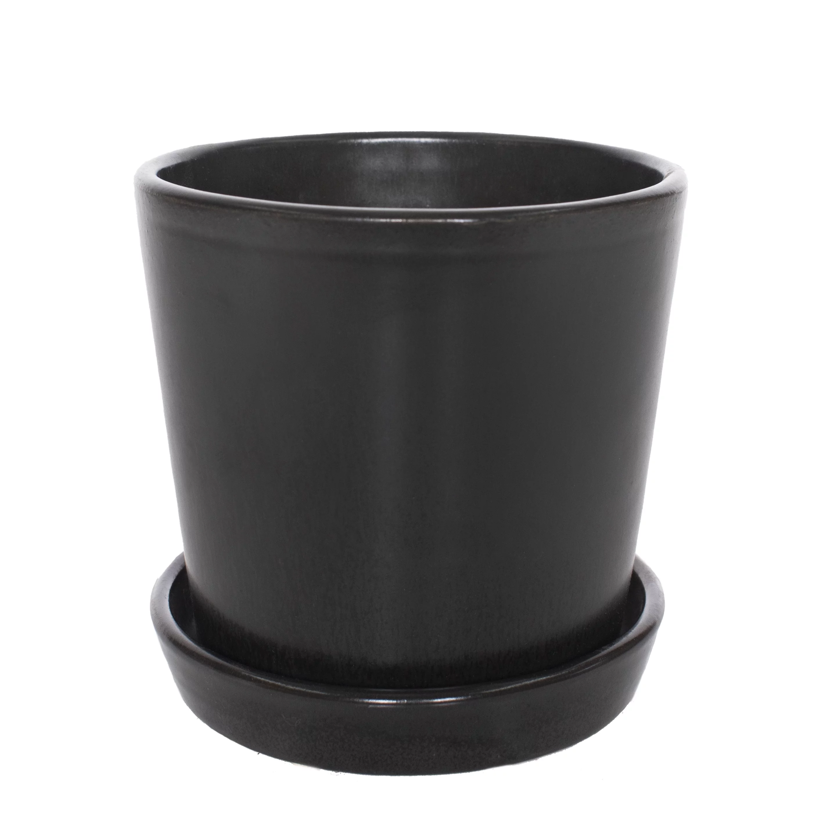 Plant with Purpose 5 in. Semi Matte Black Bryant Ceramic Container with Saucer - 1 Piece