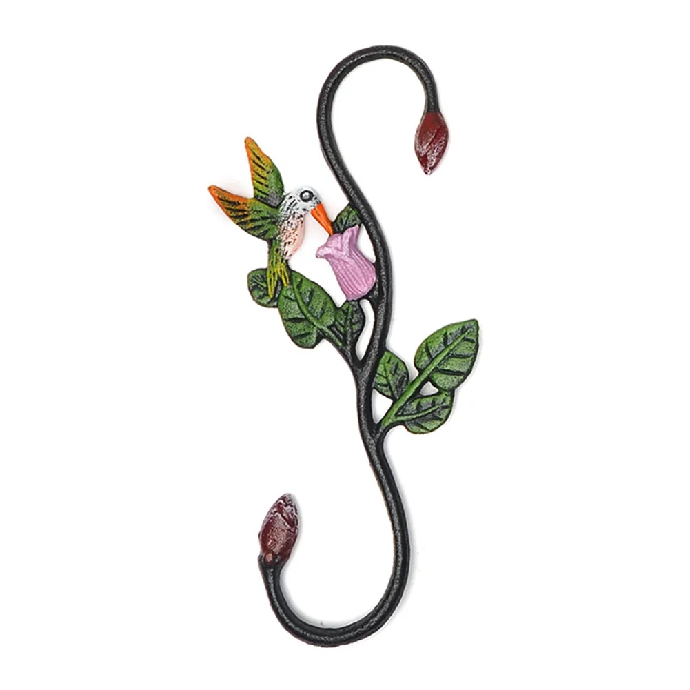 Cast Iron Plant Extension Hanger, Indoor Outdoor Home Garden S Hooks Plant Hanger with Hummingbird for Hanging Plants, Flower Pots Baskets, Macrame Plant Holder, Lantern, Birdfeeder