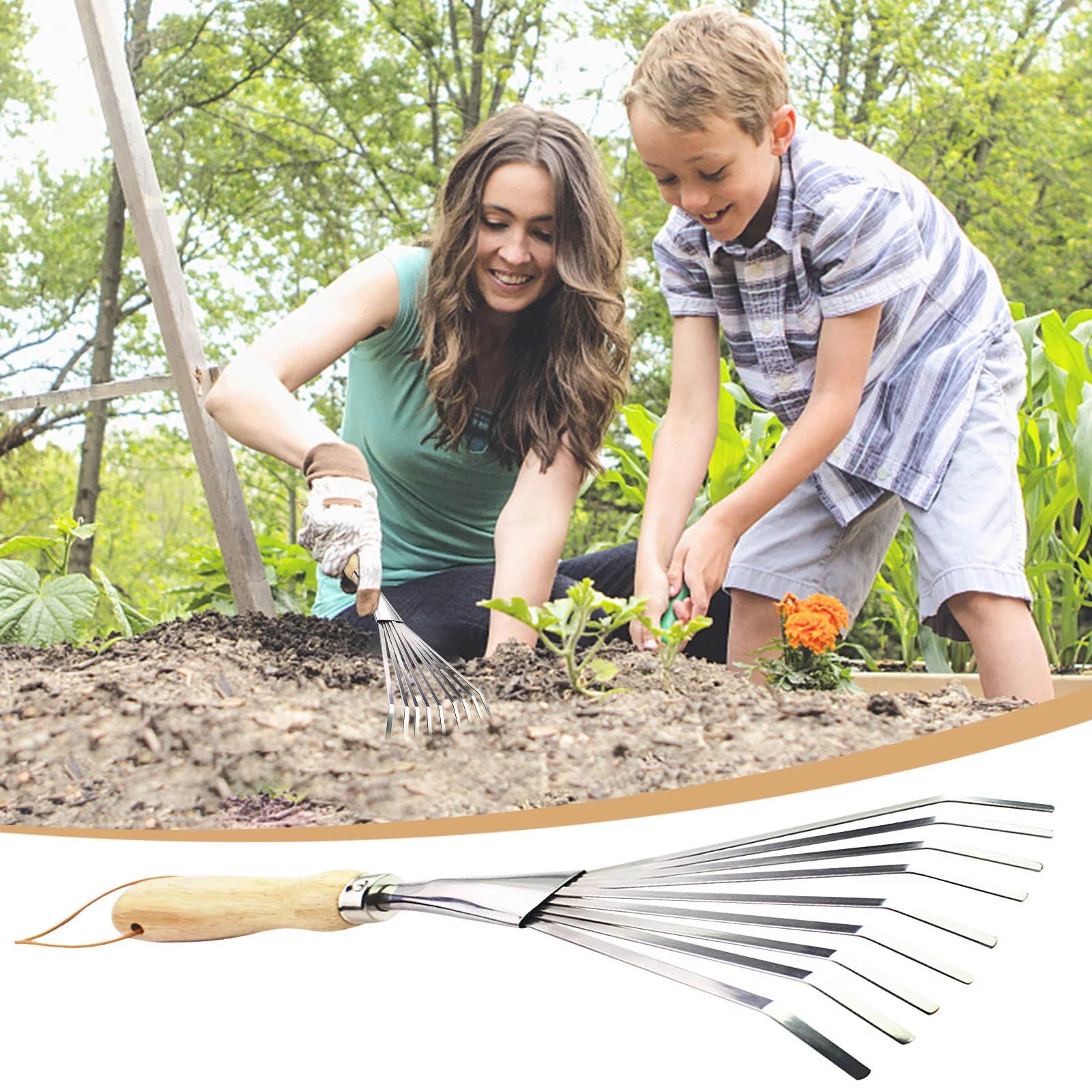 GBSELL Home Clearance Flower Planting Tool Shovel Hoe Rake Potted Loose Rake Weeding Gardening Supplies Gifts for Women Men Mom Dad