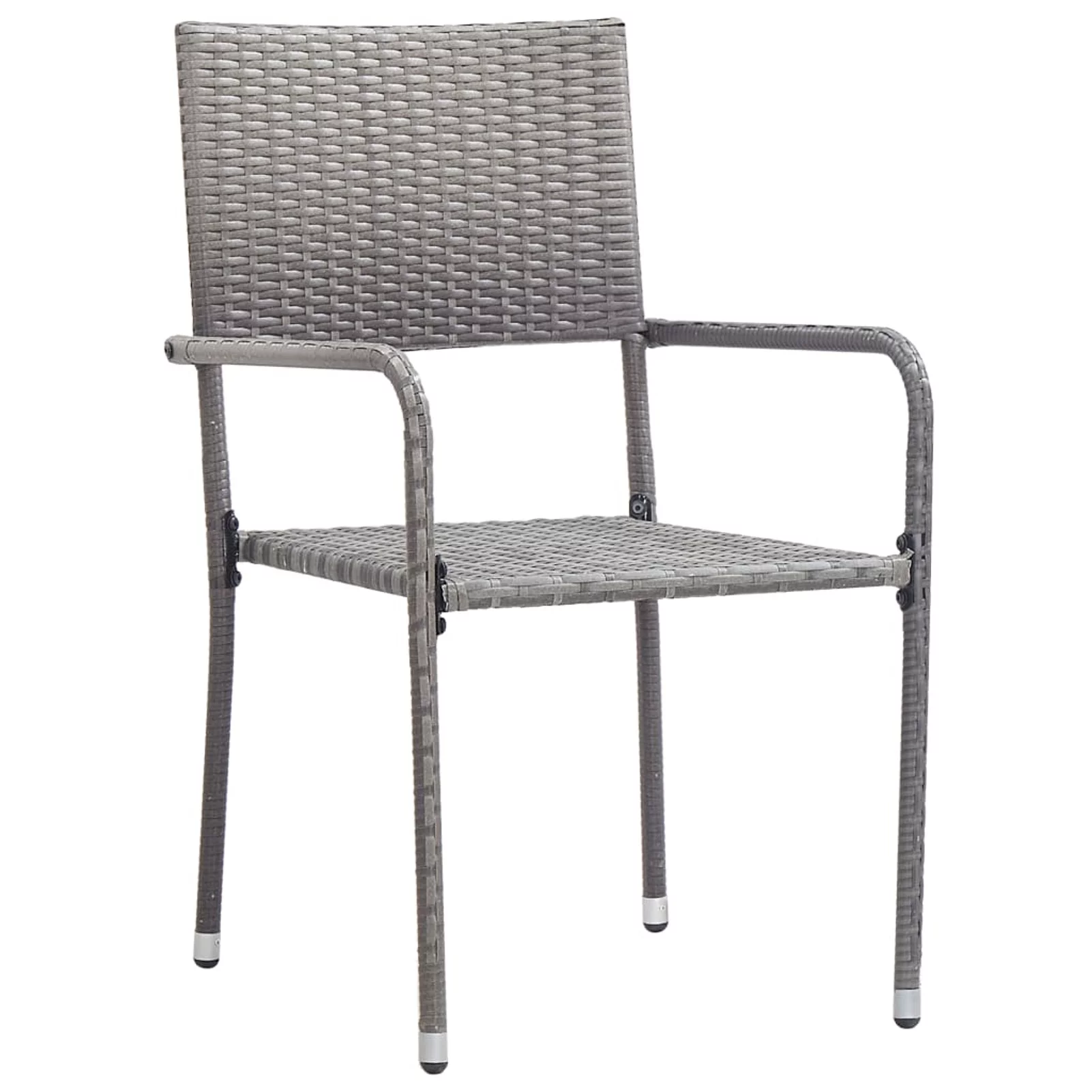 Walmeck Patio Dining Chairs 2 pcs Poly Rattan Gray