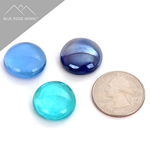 Fire Pit Glass - Aqua, Dark Blue, Light Blue Blend Reflective Fire Glass Beads 3/4