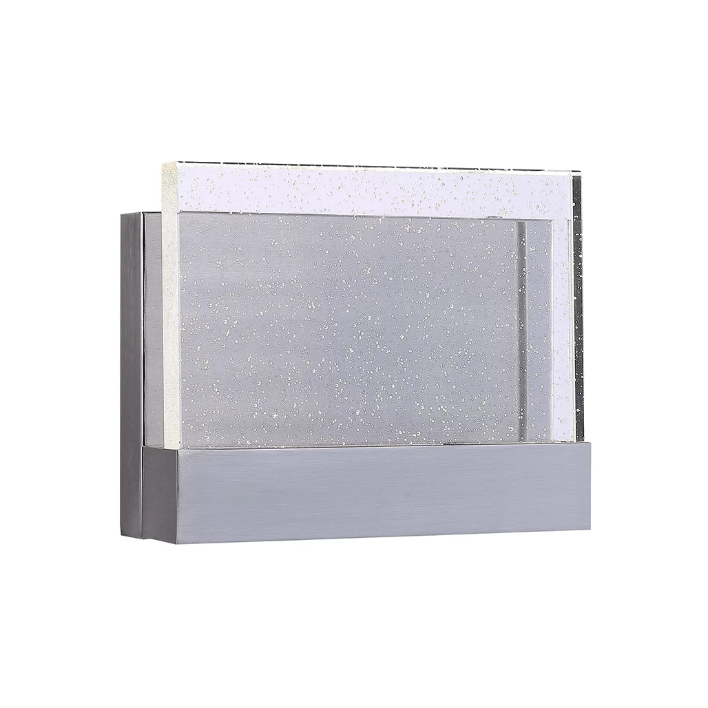 Calabria Intergraded LED Rectangle Bubble Glass Indoor Wall Sconce - Nickel