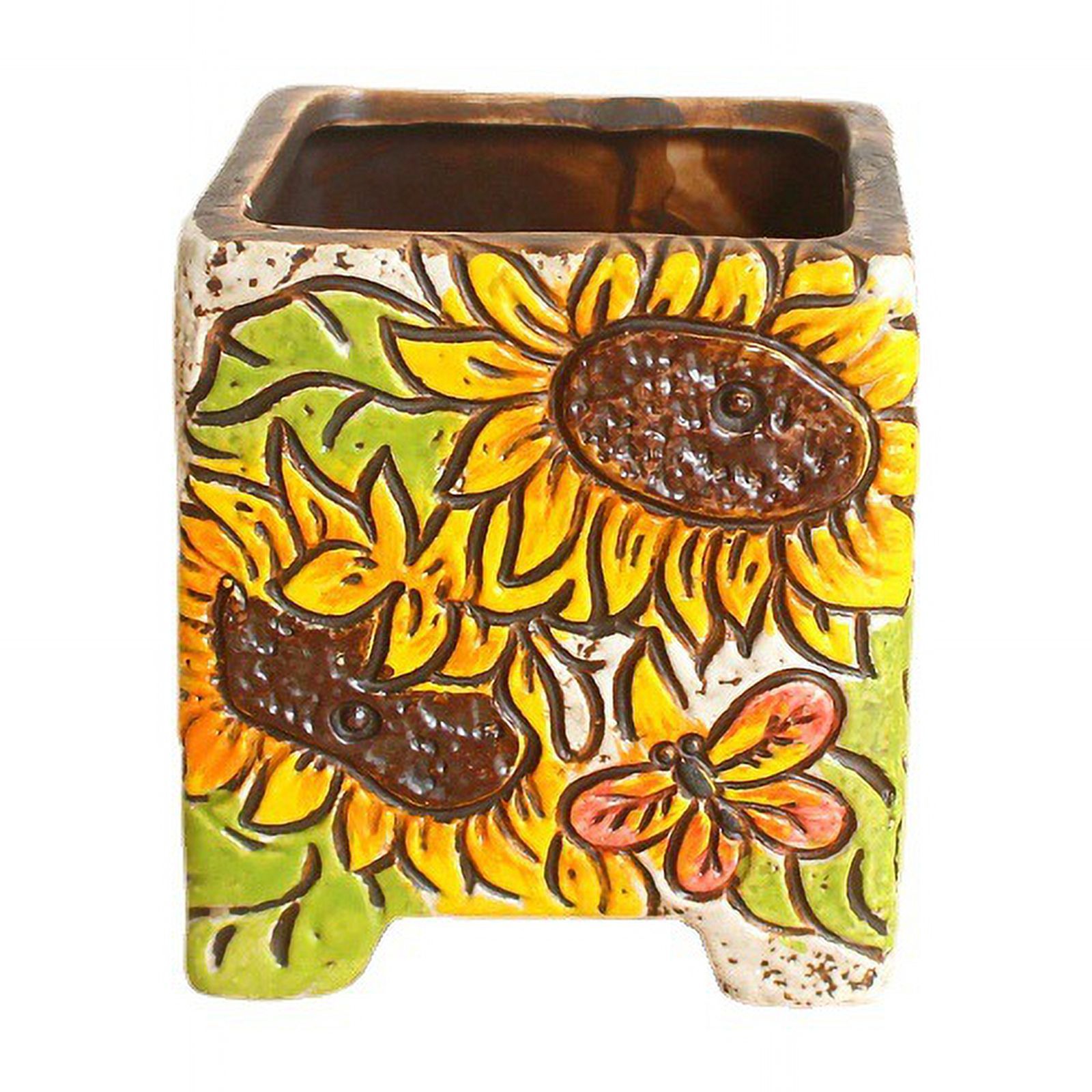 Hand-painted Ceramic Succulent Planter - Desktop Plant Pot