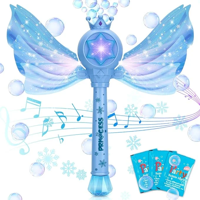 Bubble Machine for Kids, Automatic Electric Frozen Toys for Girls Princess Bubble Wand Maker Blower, Musical&Light Up Bubble Toys for Toddlers Outdoor, 3 4 5 6 7 8 Year Old Gifts
