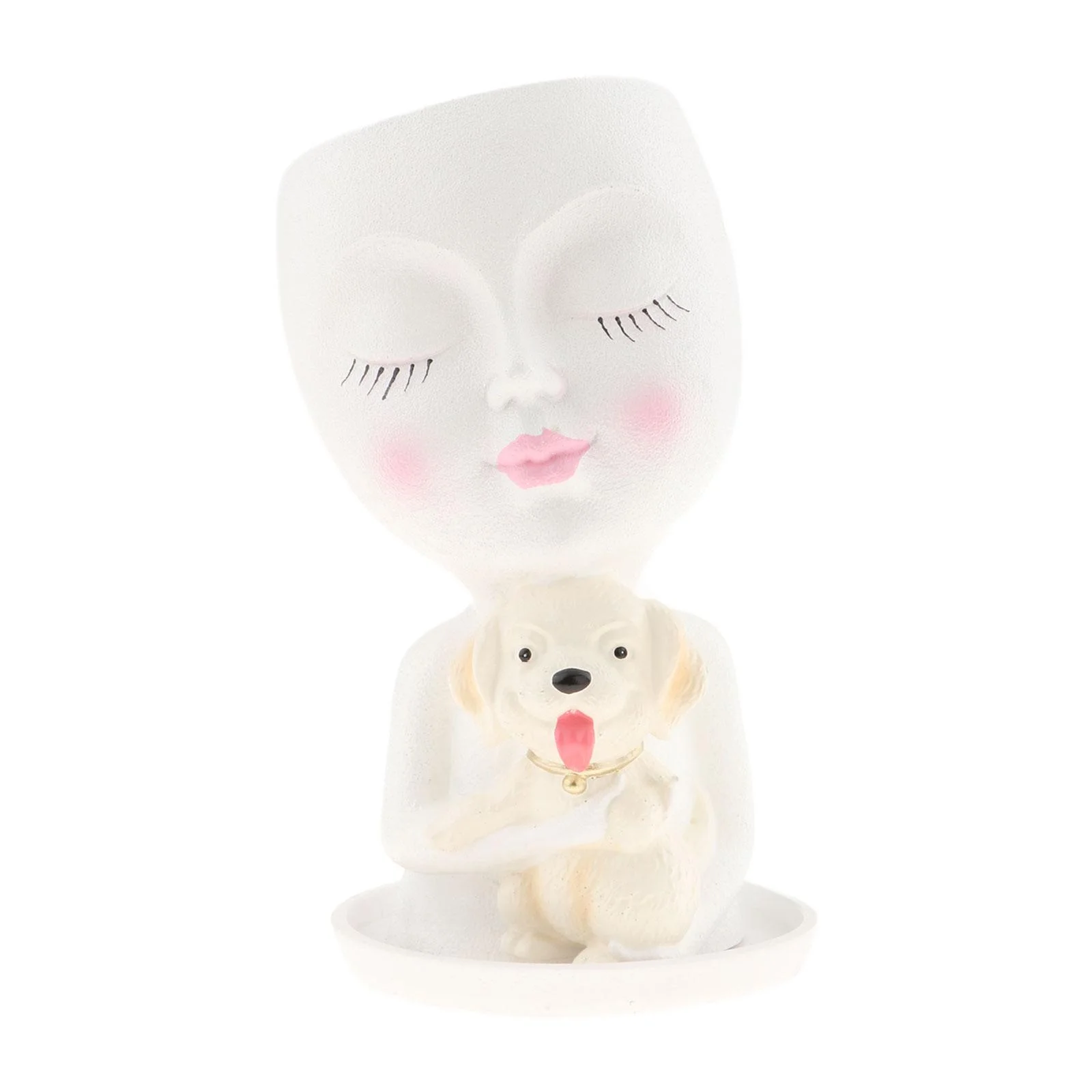 simhoa Girl Head Planter Creative Cute Desktop Ornament for Living Room Garden Desk White