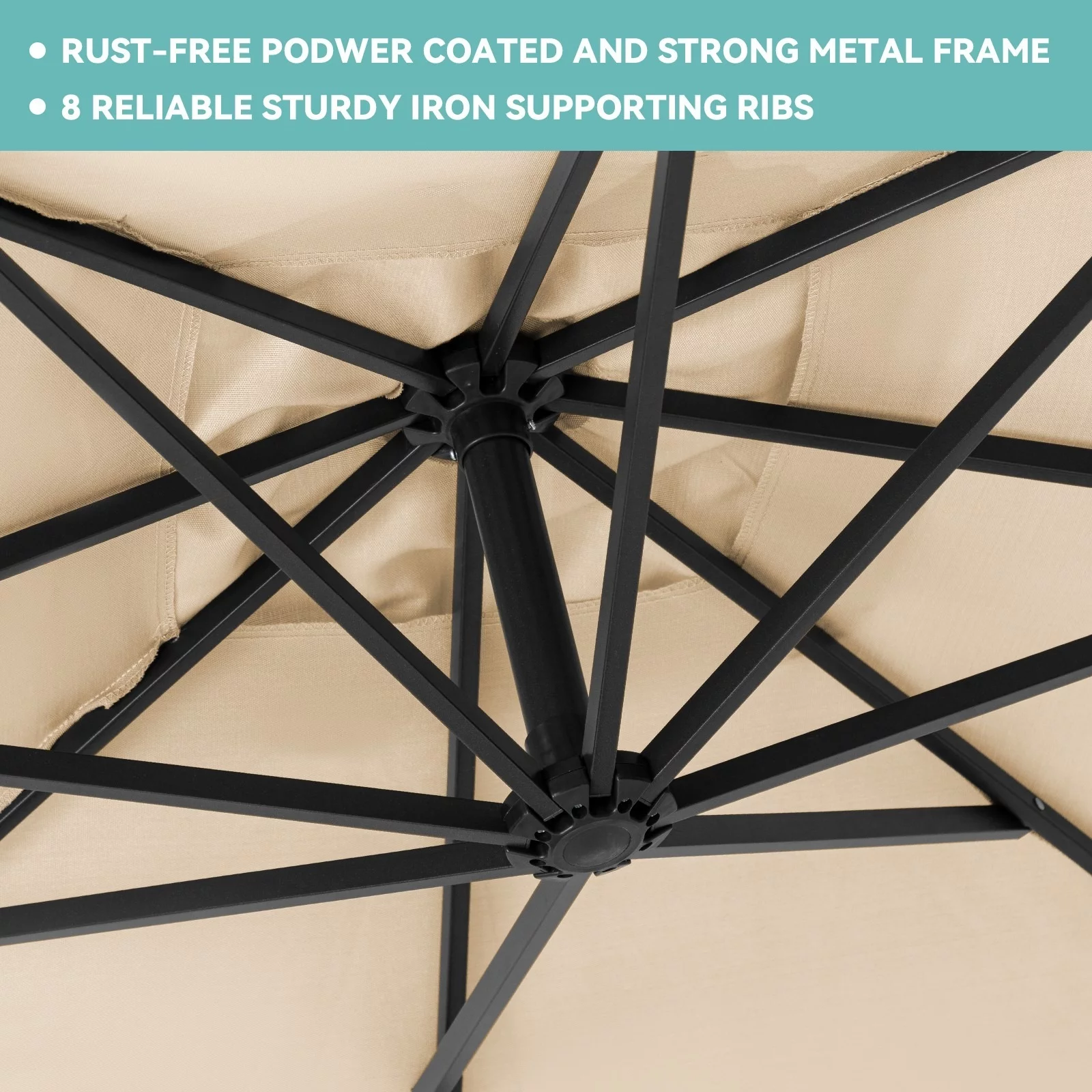 Serwall 10ft Heavy Duty Patio Hanging Offset Cantilever Patio Umbrella W/ 4-Piece Base Included Included, Beige