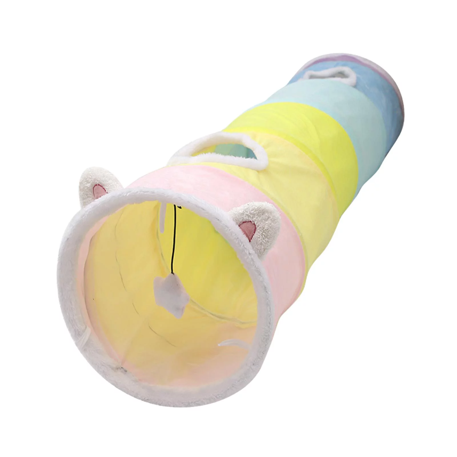 Cat Tunnel Straight Shaped Agility Trainer Cat Passage with Plush Toy for