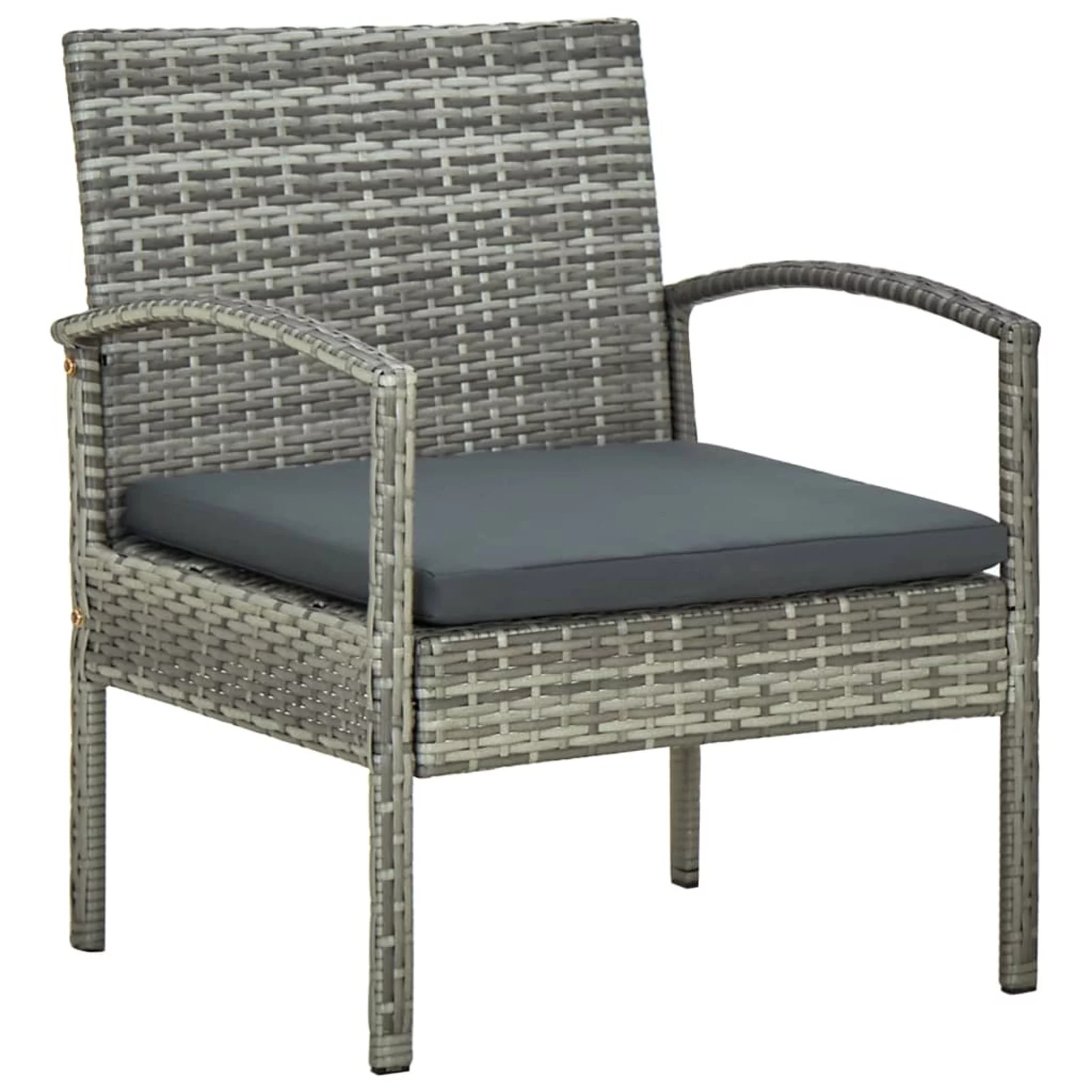 Dcenta Garden Chair with Gray Cushion Poly Rattan  Dining Chair for Patio, Backyard, Poolside, Beach 22.8 x 22.8 x 28.3 Inches (W x D x H)