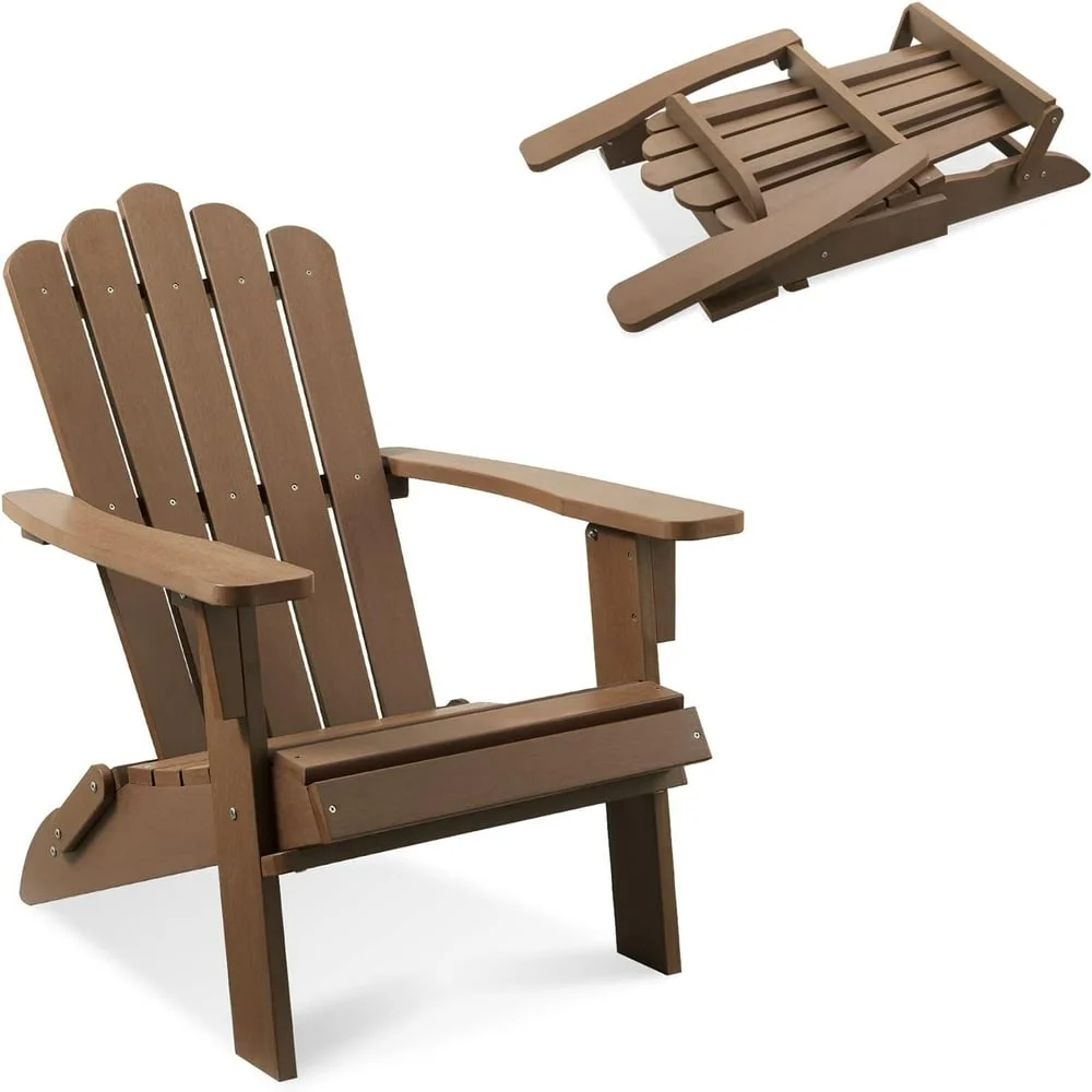 NEWCE Adirondack Chair  Patio Adirondack Chair Weather Resistant  Fire Pit Chair with 350 lbs Support  Brown