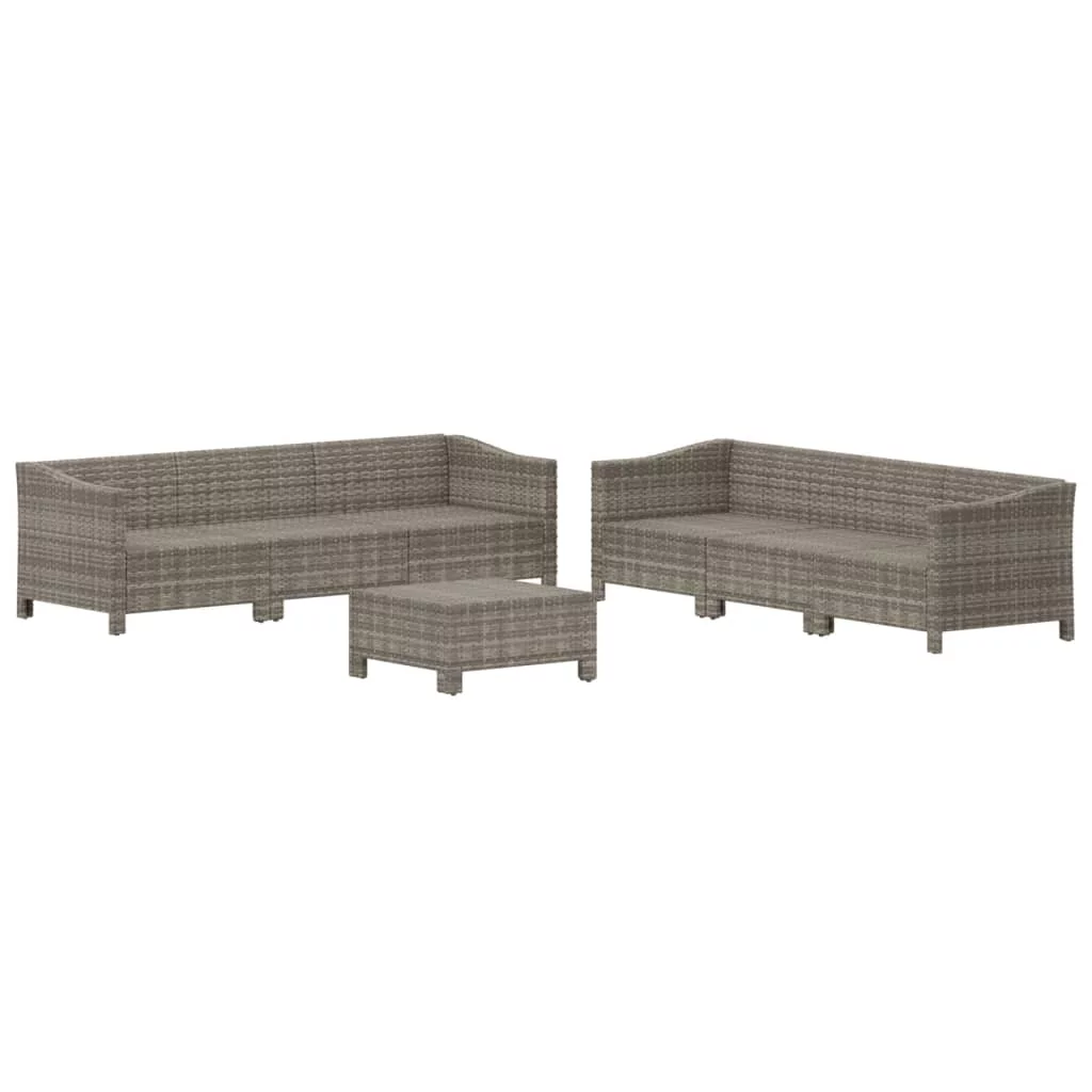 Anself 7 Piece Patio Set with Cushions Gray Poly Rattan