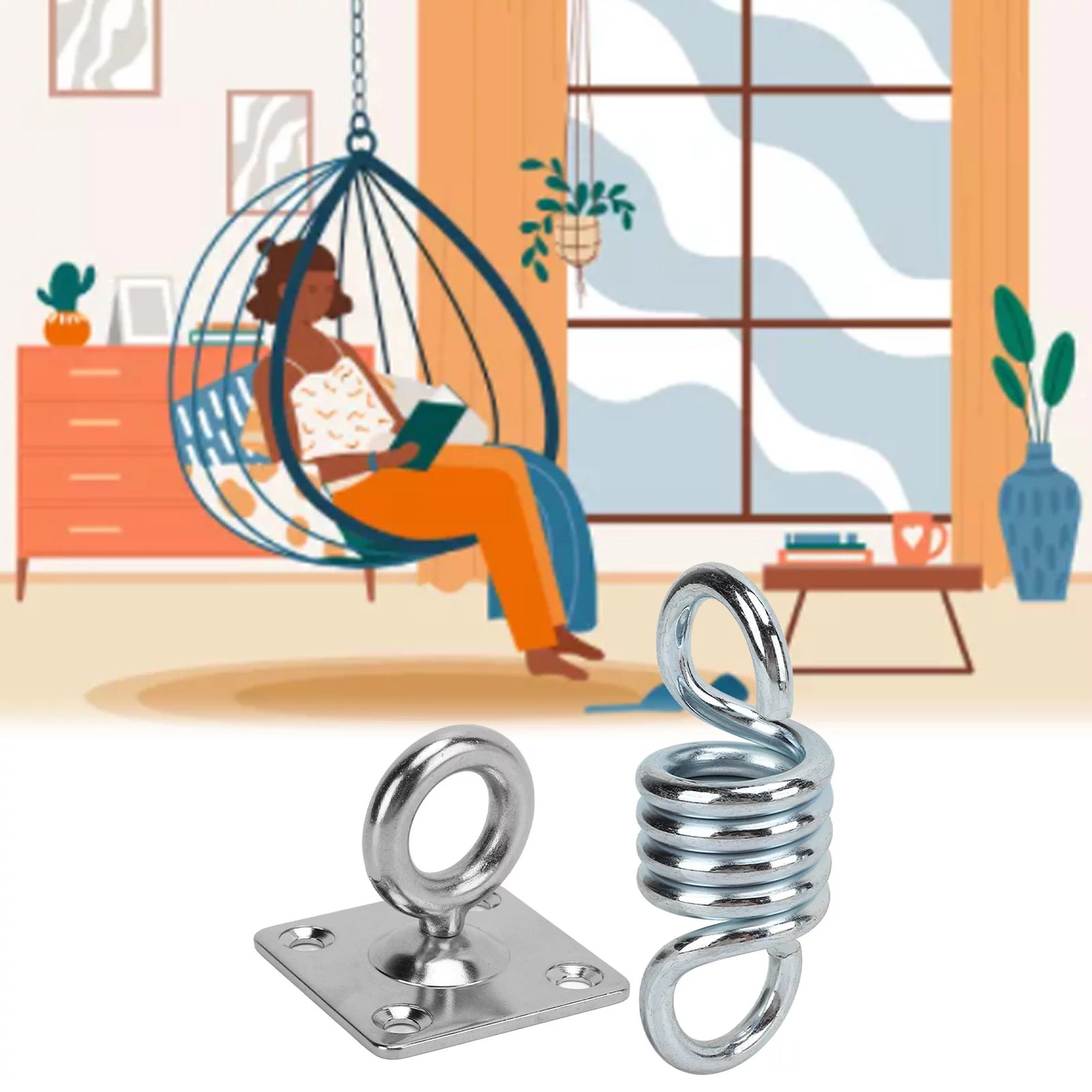 DEWIN Stainless Steel Hammock Bracket Suspension Hook Swing Hanger Buckle Ceiling Mount Kit