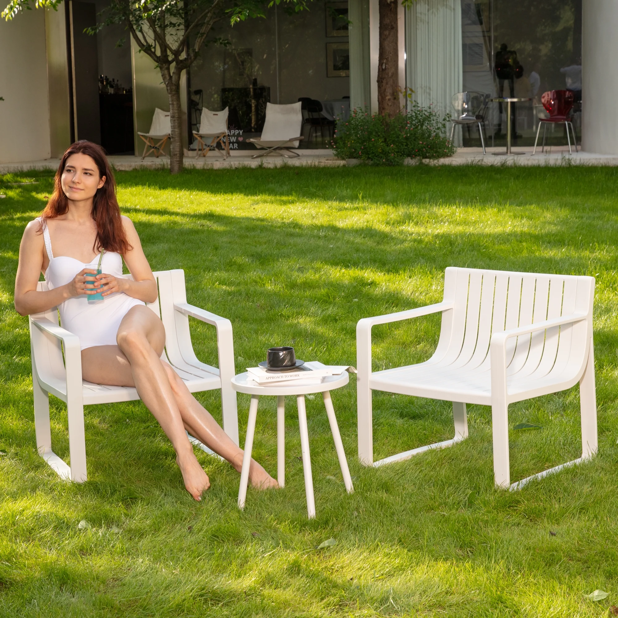 Werph 3 Pieces Patio Furniture Set, Outdoor Furniture Patio Table and Chairs Set, Patio Chairs Set of 2 Patio Conversation Sets,White
