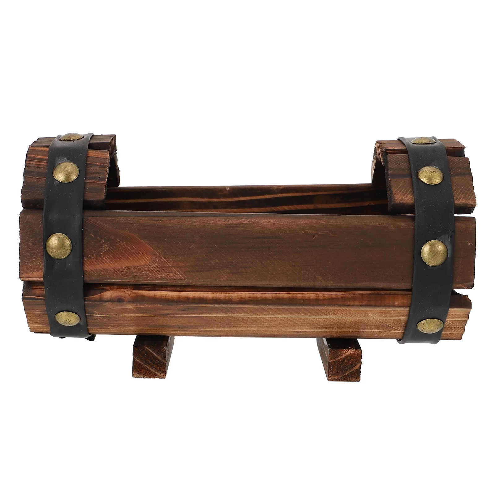 Guichaokj 1pc Outdoor carbonized anti-corrosion wooden flower box Succulent wood flowerpot