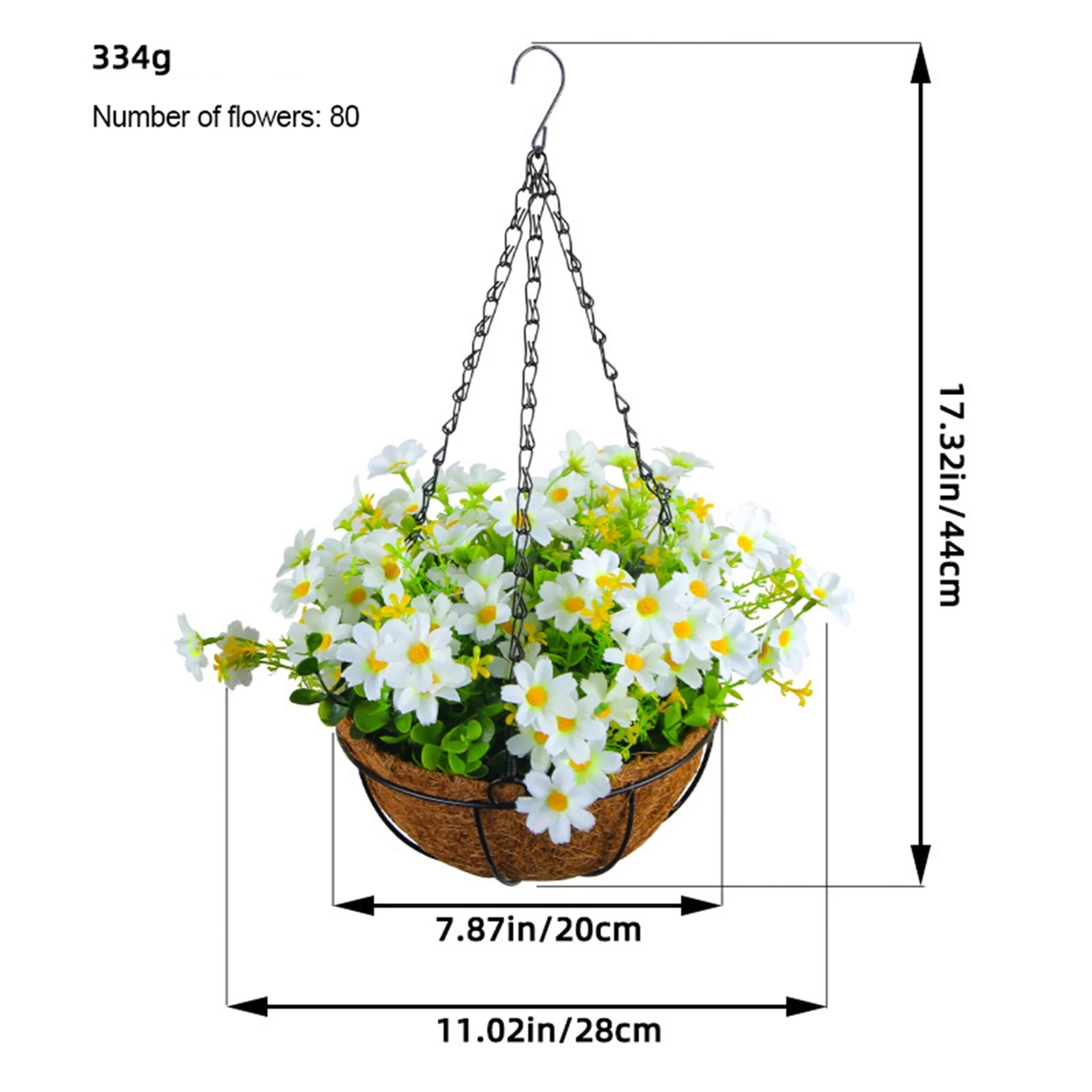 Artificial Hanging Flowers in Basket Fake Silk Flowers in Basket
