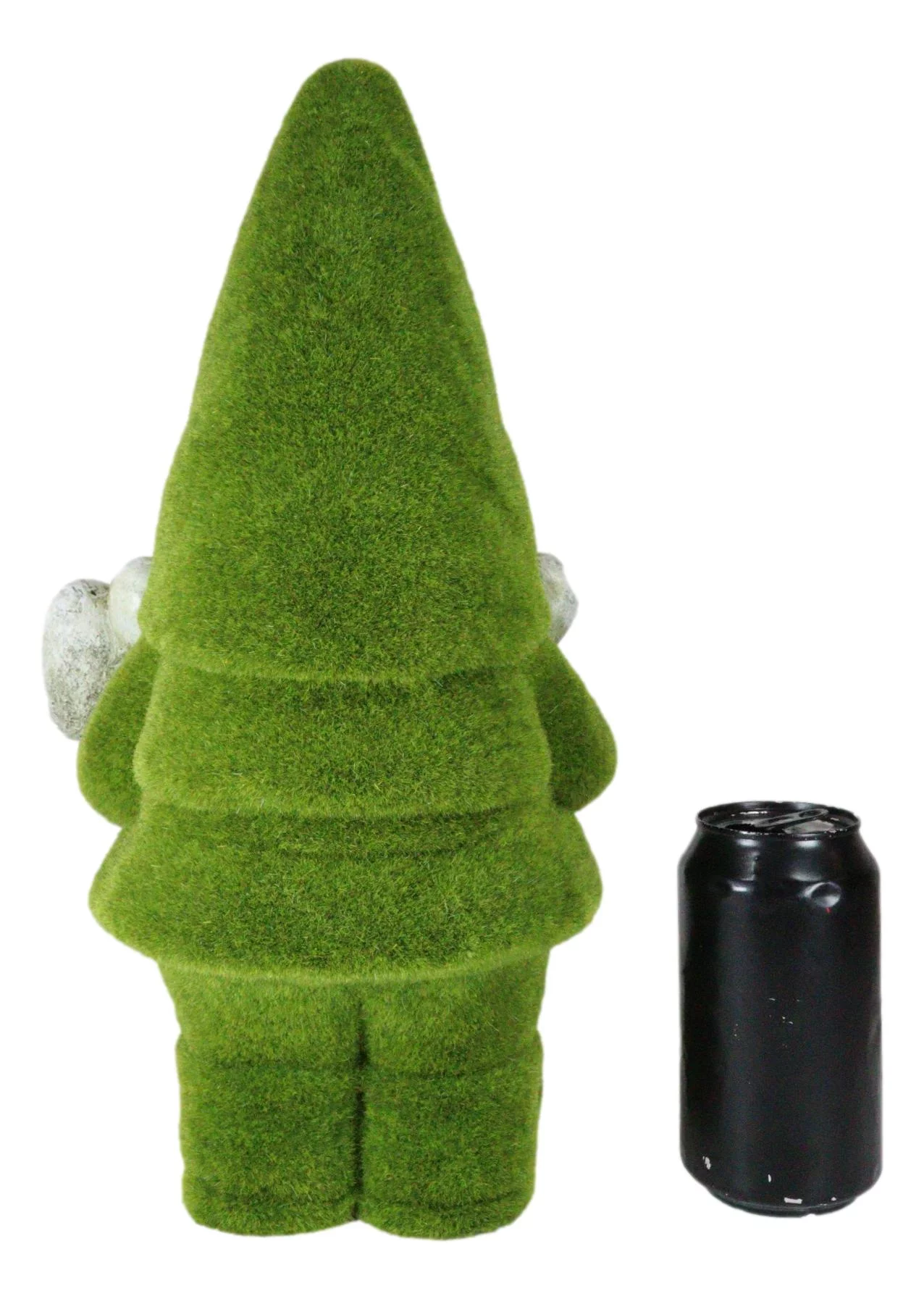 Large Whimsical Green Thumb Gnome With Shovel Garden Statue In Artificial Moss