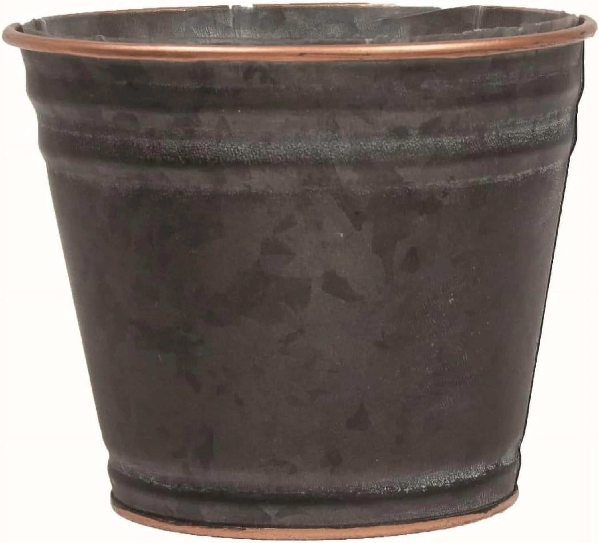 Black with Copper Colored Rim Planter Multi Color Metal