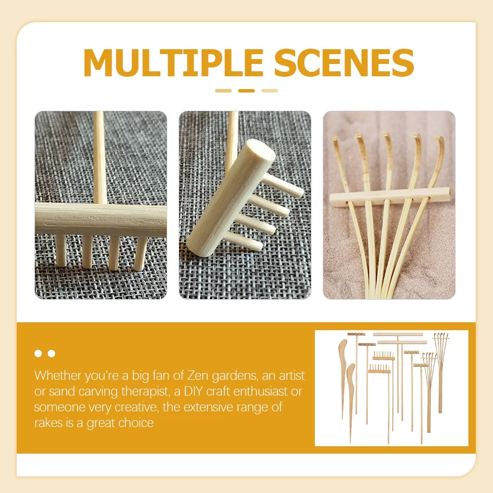 12 Pcs Sand Rake Set Decor Mini Tools Miniature Miniture Decoration Office Rakes Desktop Bamboo