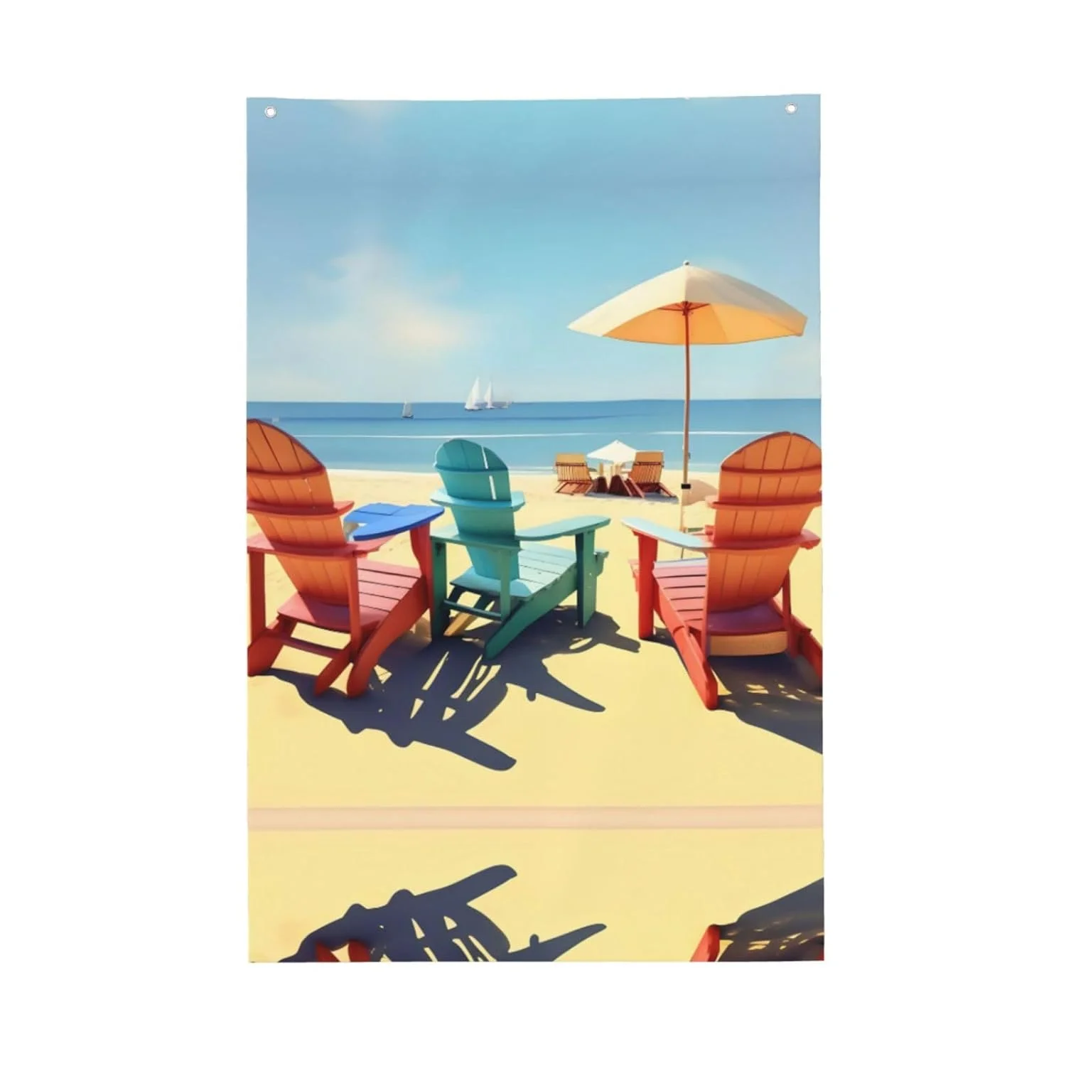 Beach Chairs And Scenery Garden Flag Vertical Double Sided Flags Rustic Farmhouse Yard Outdoor Decoration