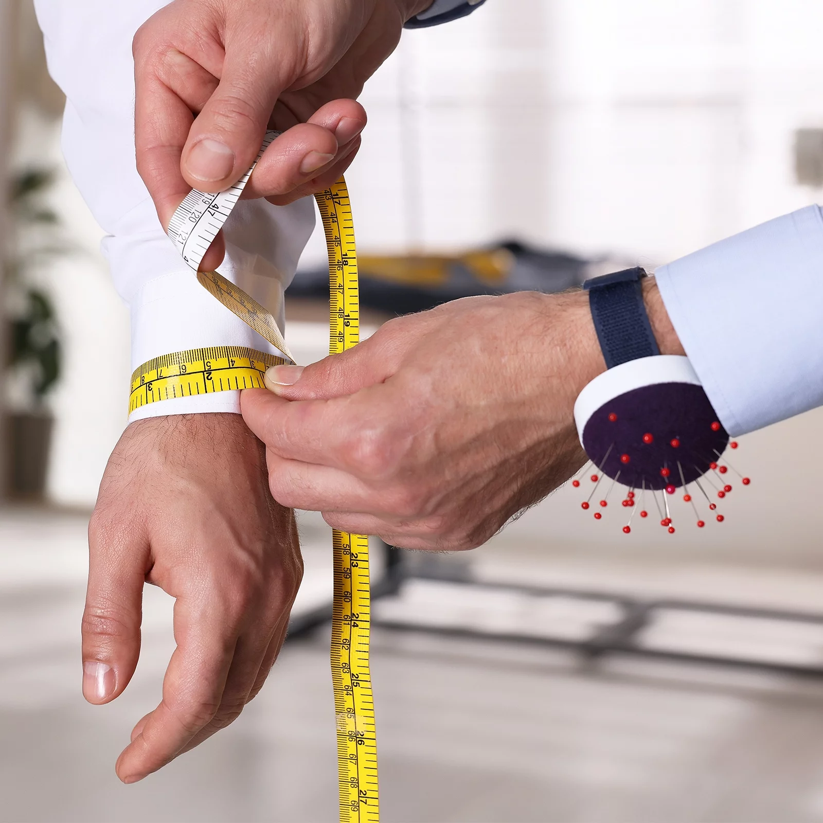 Uxcell Wrist Pin Cushions Band Pincushion with Adjustable Elastic Strap, Pink