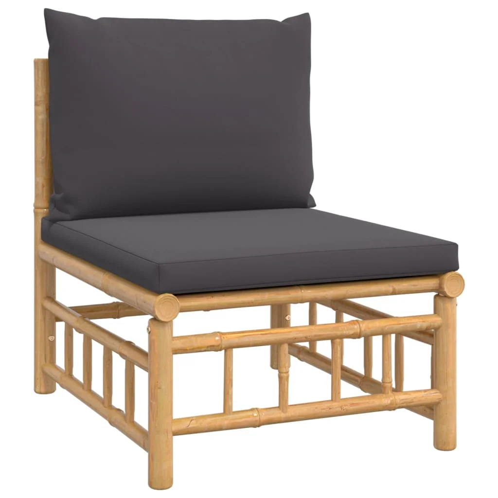 Dcenta 6 Piece Patio Set with Dark Gray Cushions Bamboo