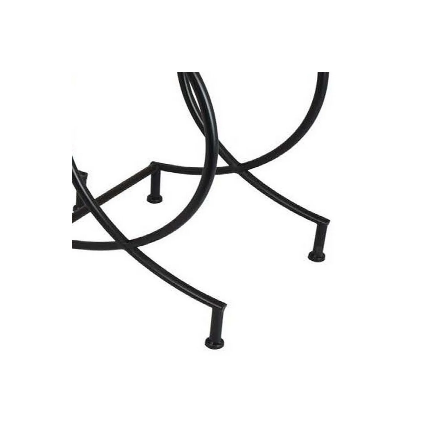 Benjara Set of 2 Plant Stand Tables, Square Marble Top, Geometric, Black Metal