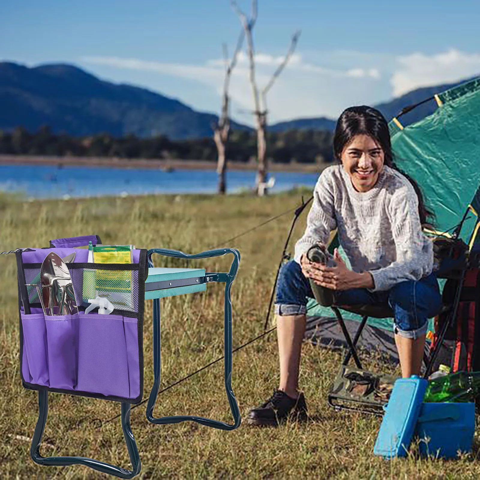 46 in One Screwdriver Trolley Flatbed Tool Bag Tool Bag Folding Work Cart Storage Pouch Bag Garden Kneeler Tool Bags Girl Birthday Gifts