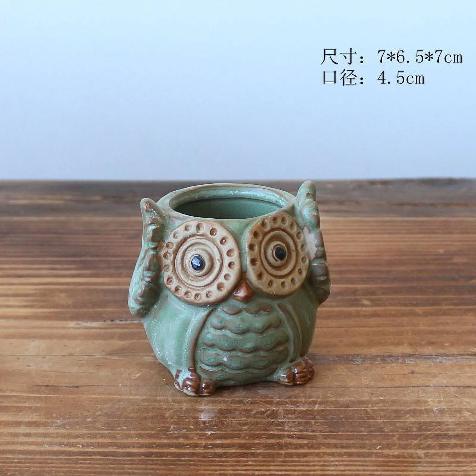 Kiln-Fired Glazed Ceramic Owl Succulent Planter - Succulent Thumb Pot - Small Succulent Plant Pot